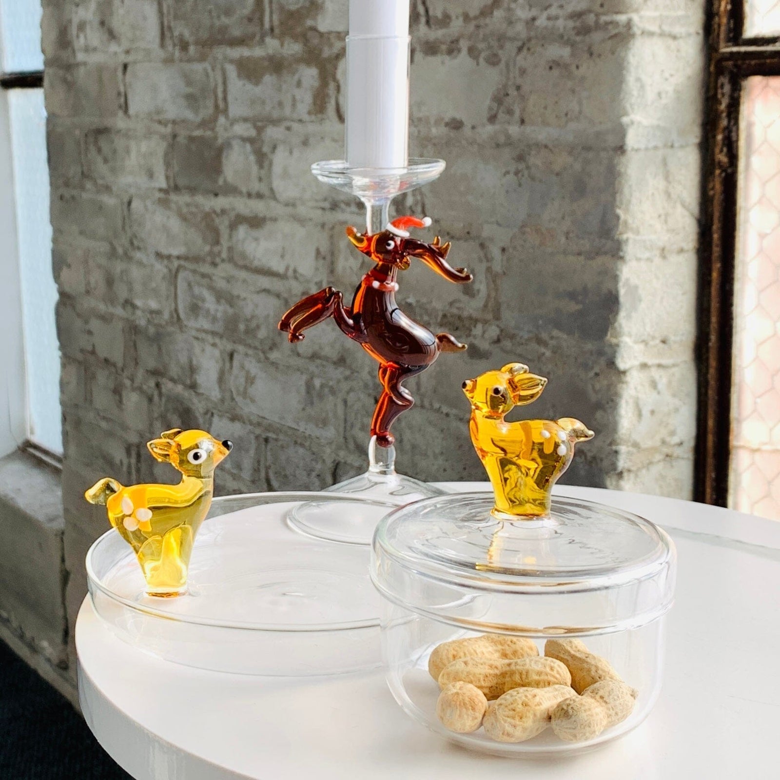 Glass Icon Reindeer Jar Creative Co-Op 