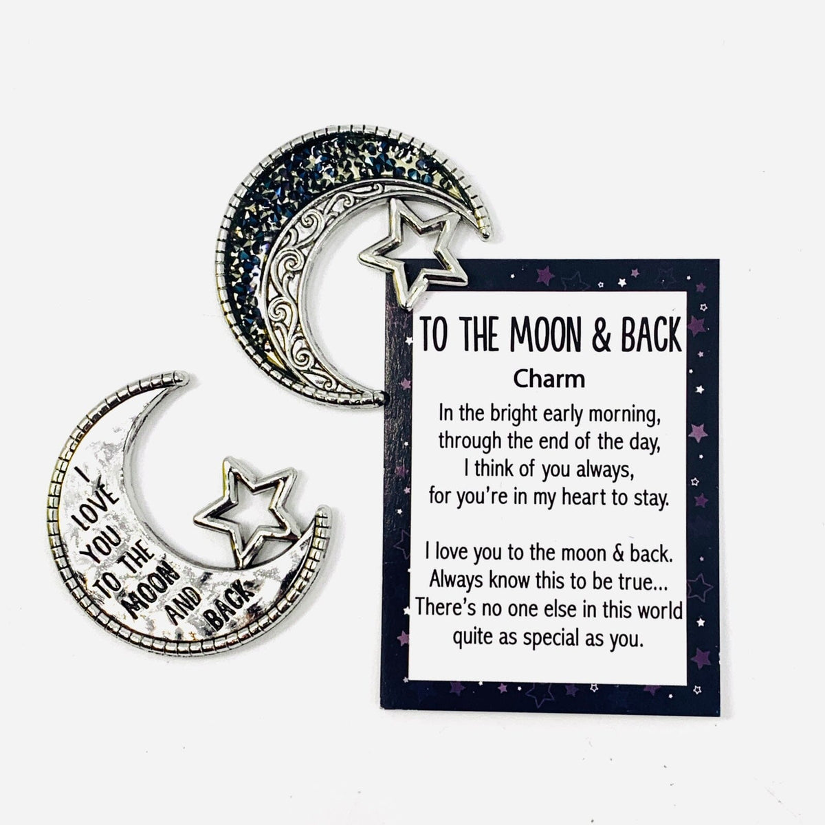 I Love You To The Moon And Back Charm - Black PT 107 GANZ 