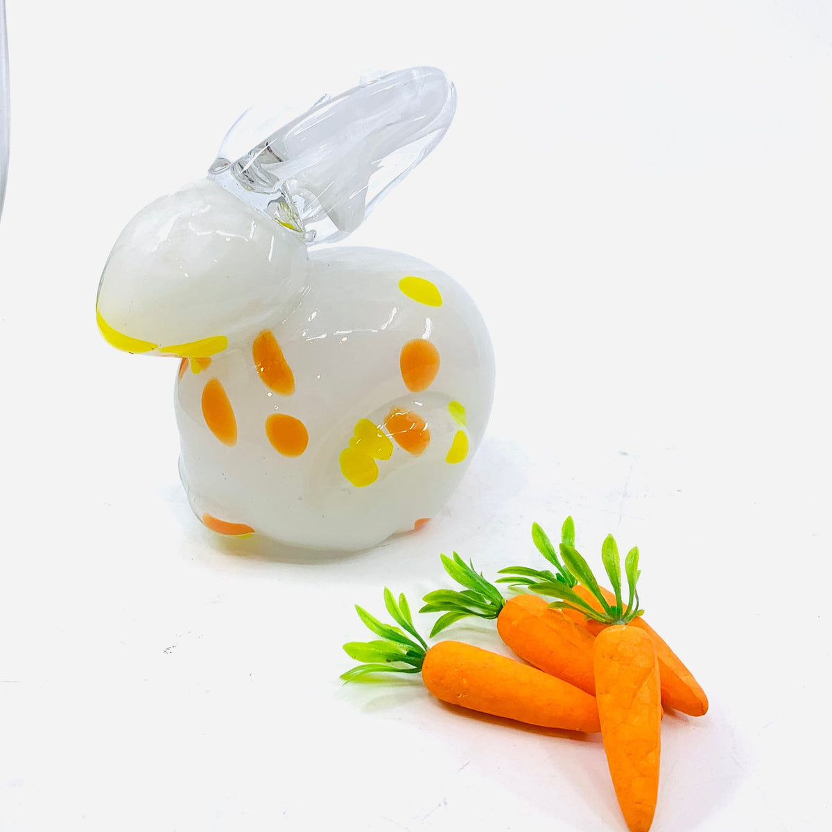 Glass Chubby Bunny, Spotted White Diamond Star 