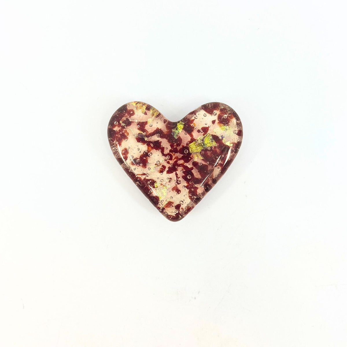 Fused Glass Birthstone Pocket Heart, January Miniature Luke Adams Glass Blowing Studio 