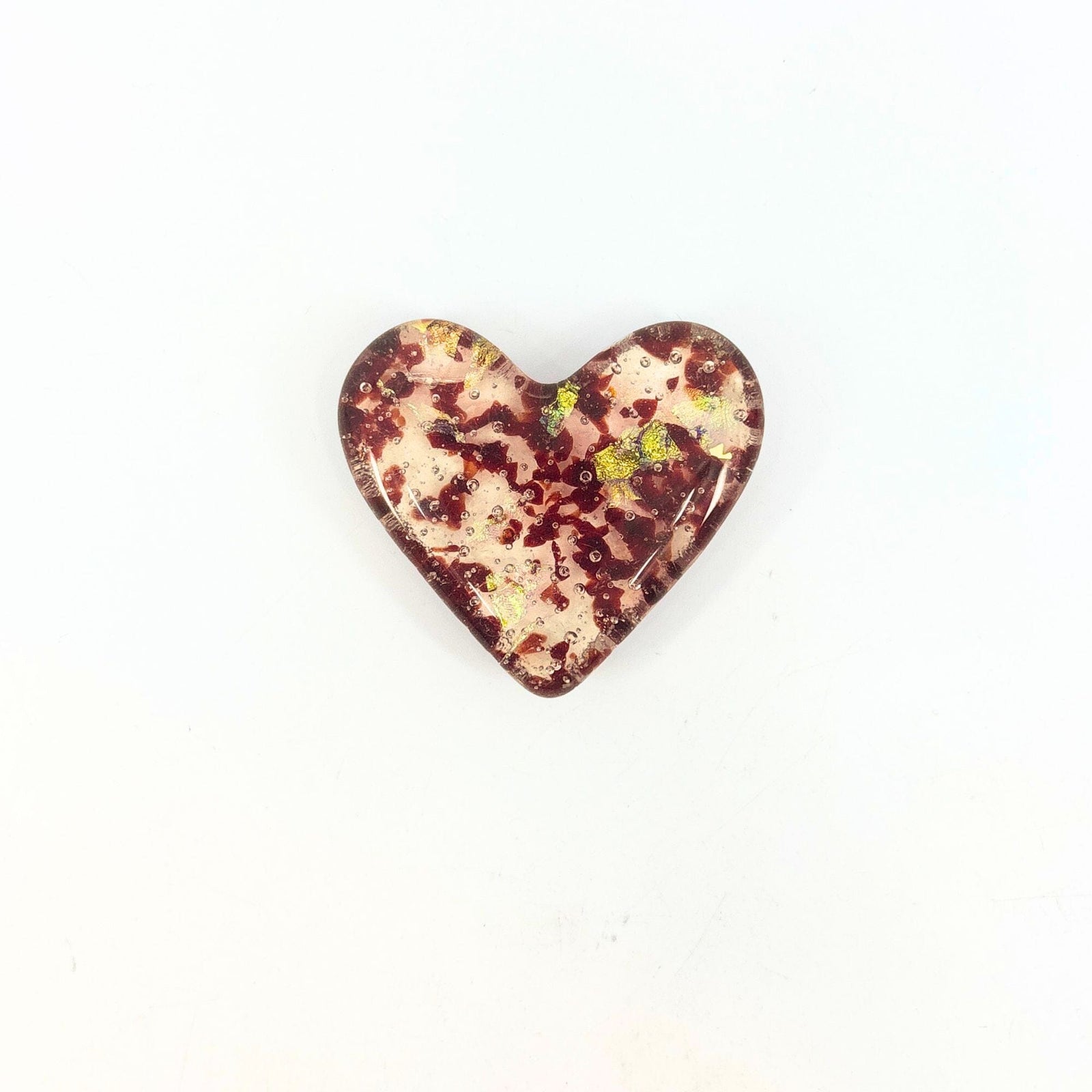 Fused Glass Birthstone Pocket Heart, January Miniature Luke Adams Glass Blowing Studio 