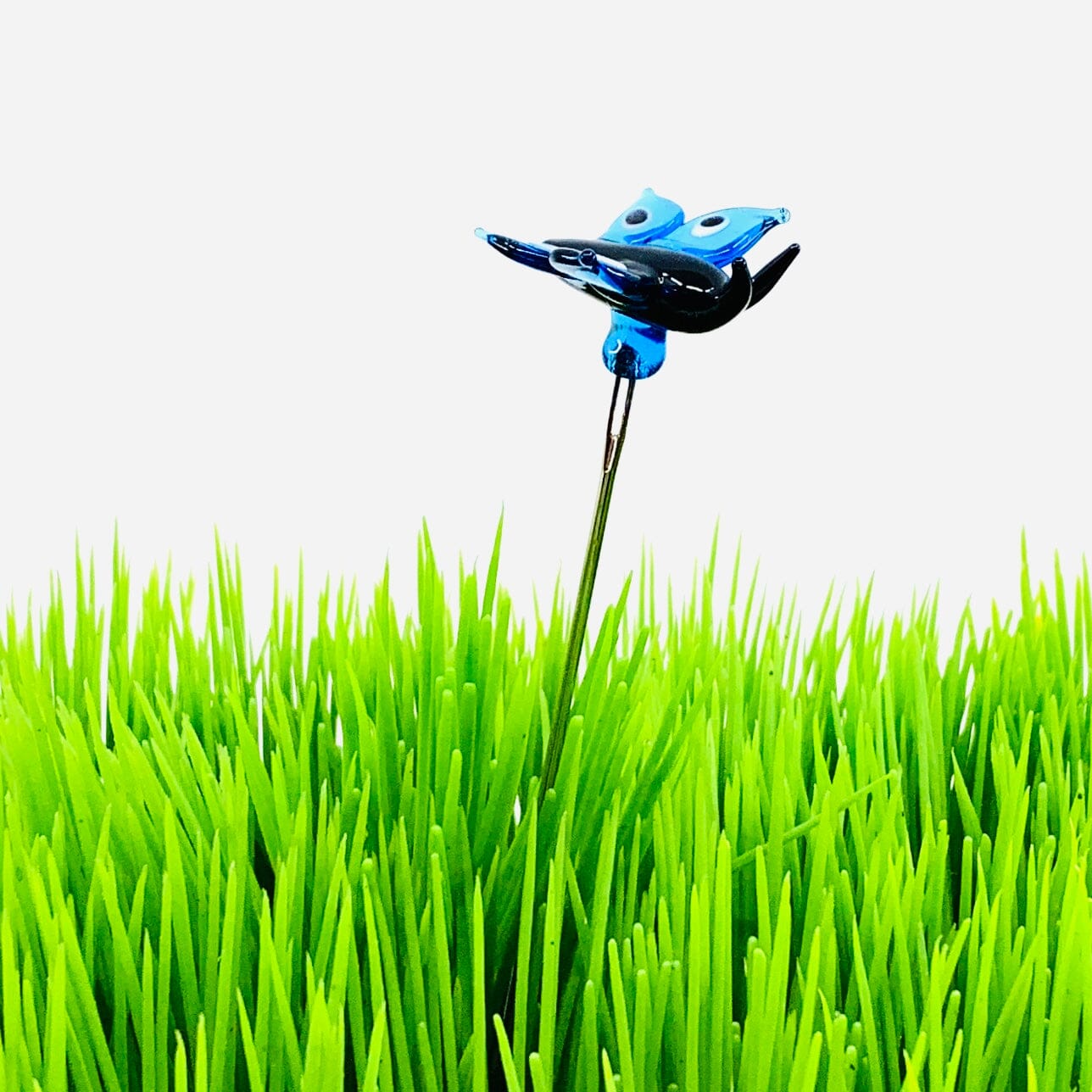 Tiny Glass Animal Garden Stake 22, Butterfly Decor - 