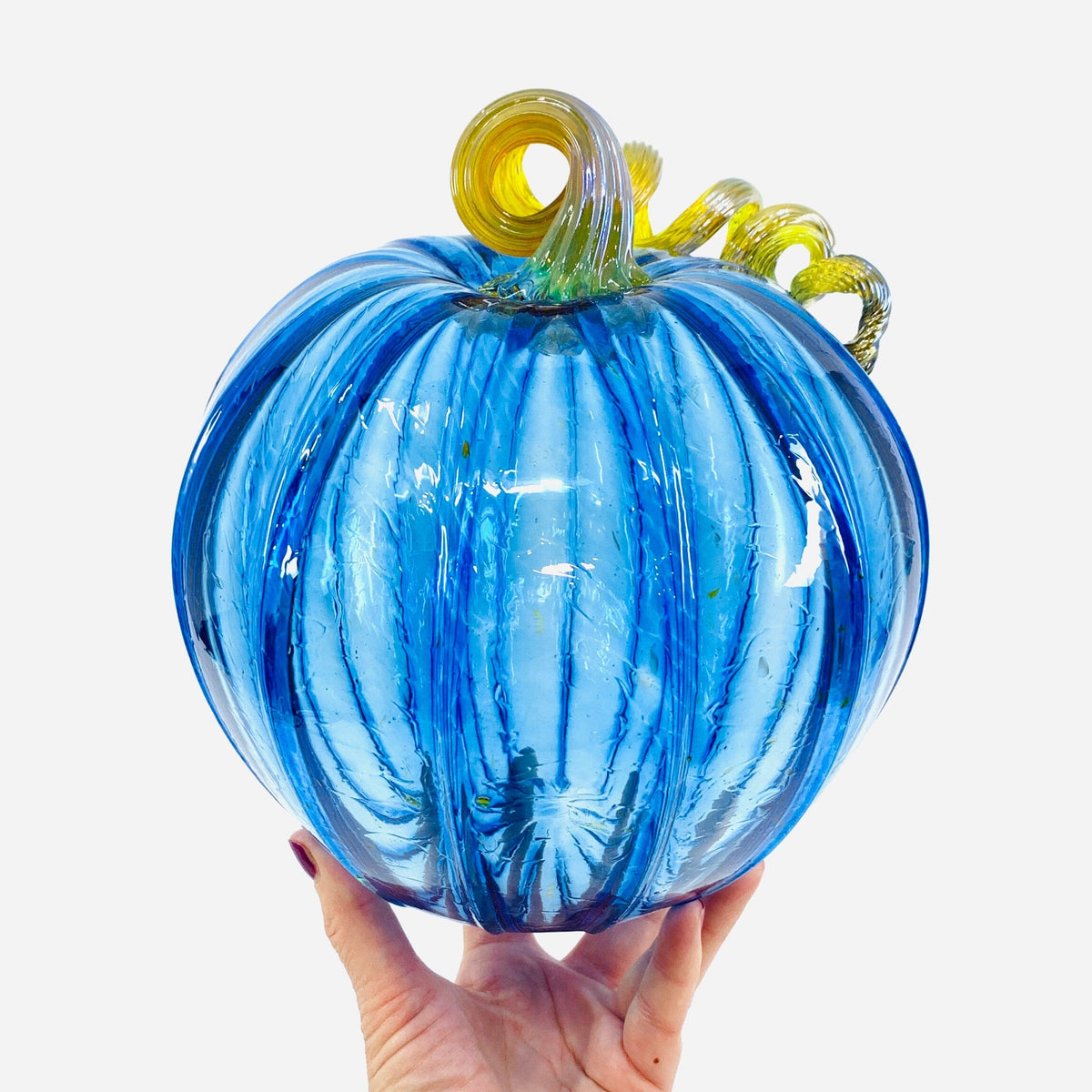 December Birthstone Pumpkin, Tanzanite Production Pumpkin Luke Adams Glass Blowing Studio Large 