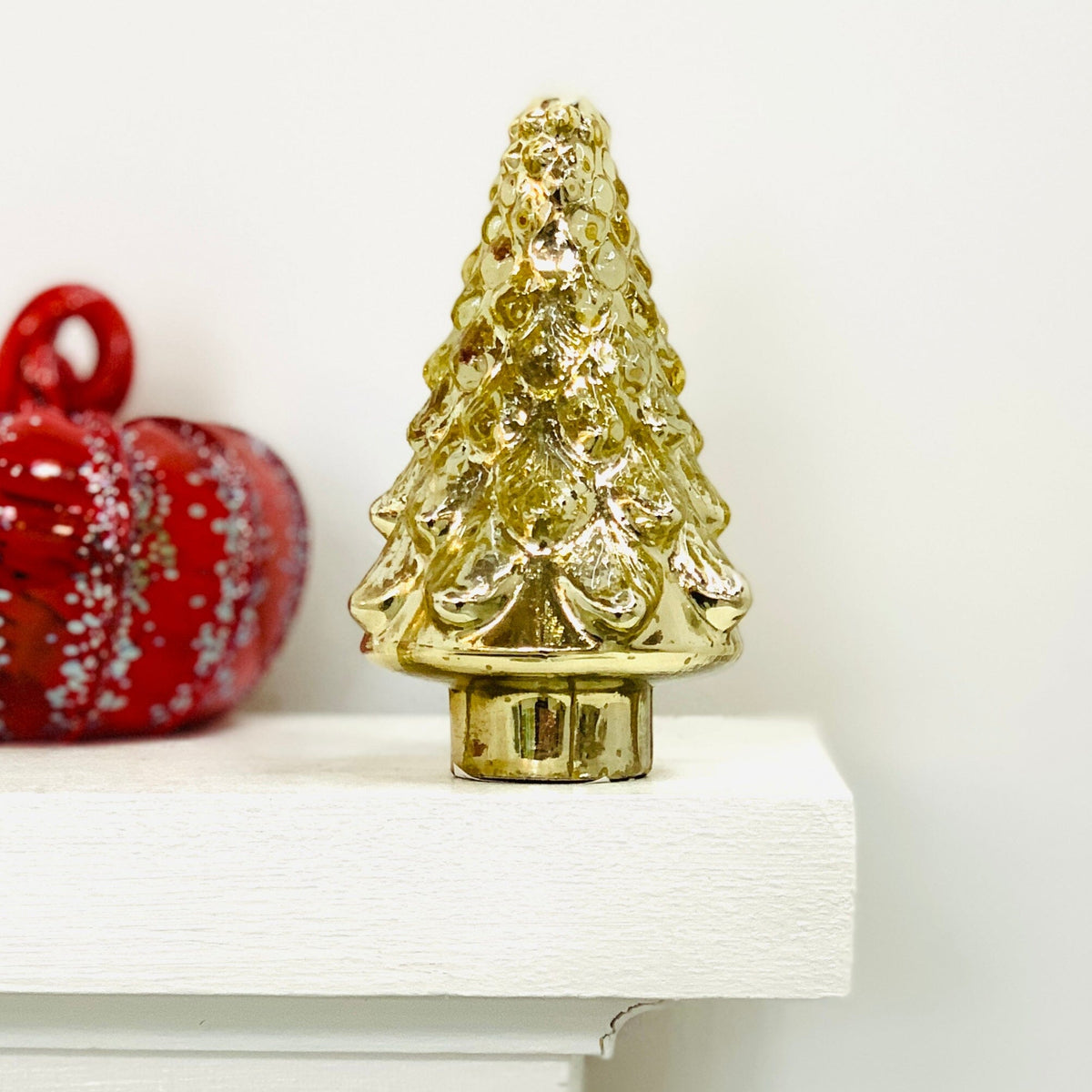 Glass Holiday 5" Tree, Gold Diamond Star 