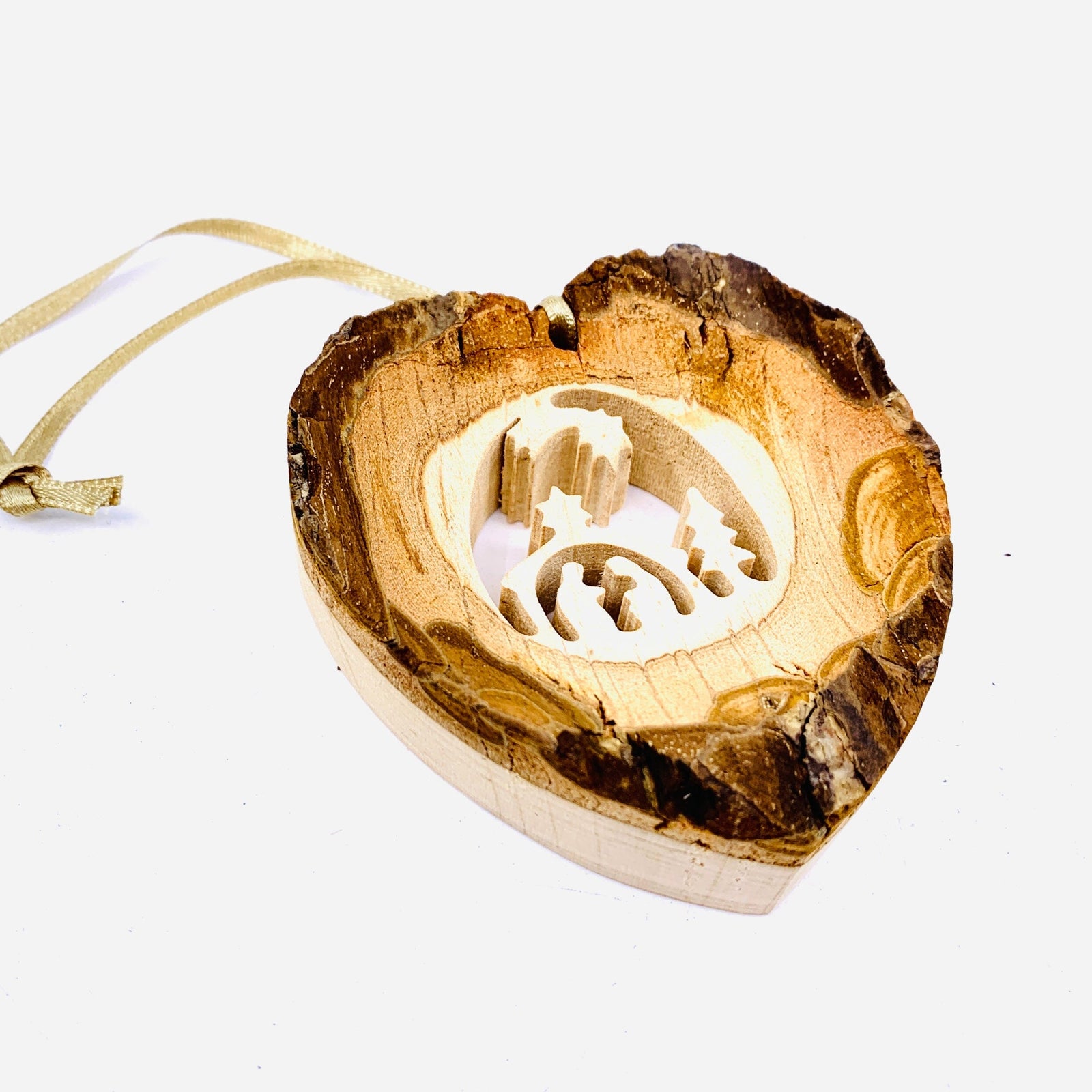Hand Carved Heart Ornament with Nativity Scene 6 Dolfi 