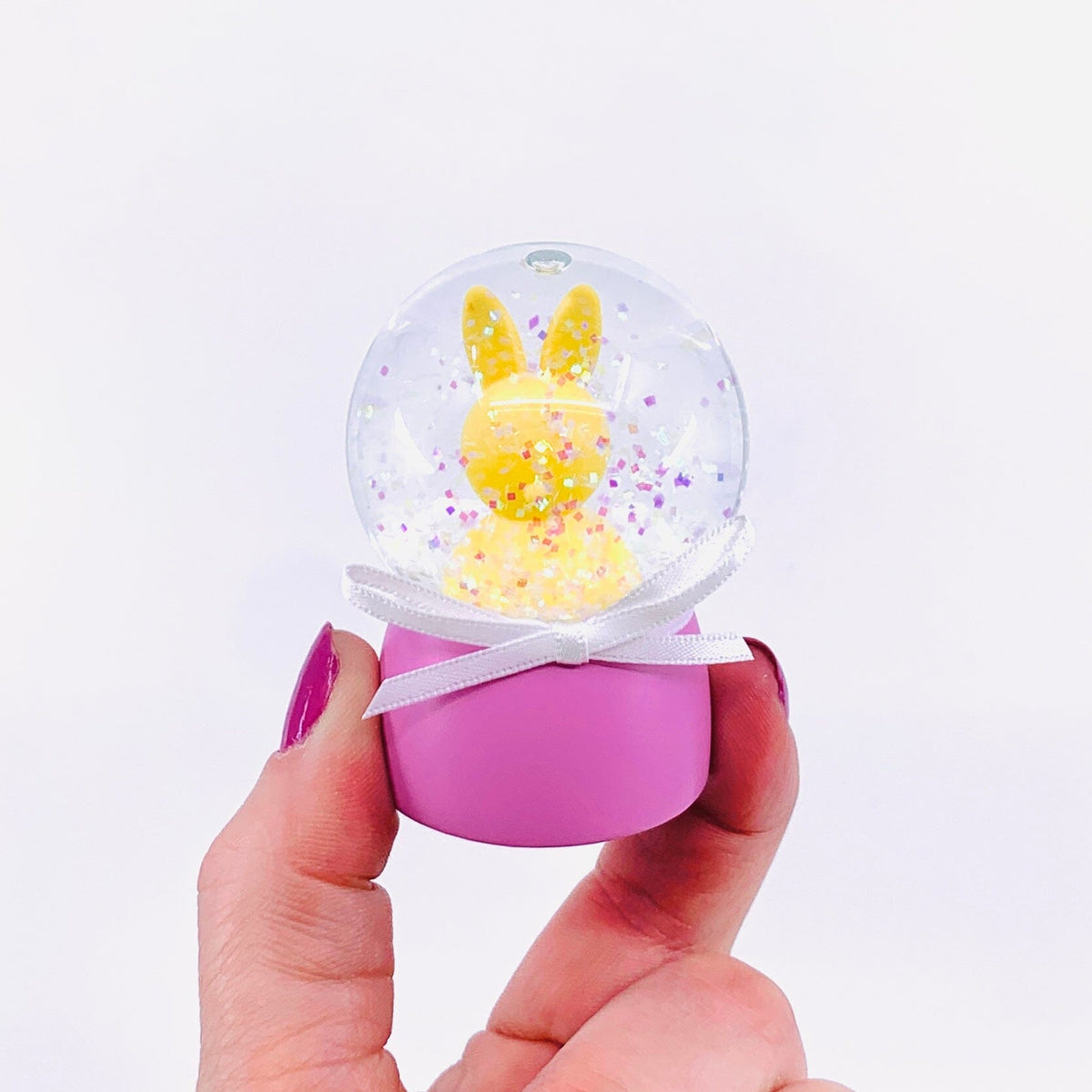Glass Bunny Snow Globes, Yellow One Hundred 80 Degrees 