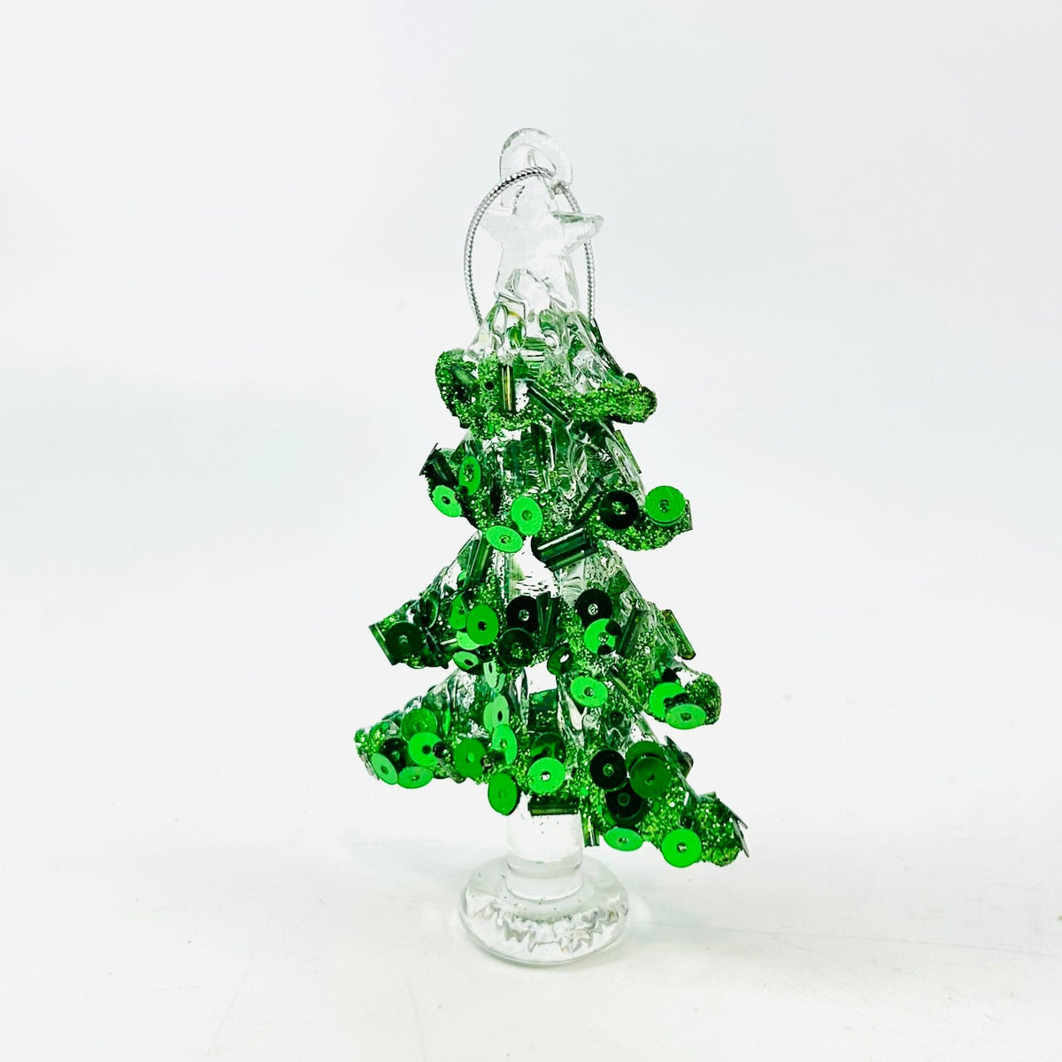 Bedazzled Glass Tree Ornament, Green Luke Adams Glass Blowing Studio 