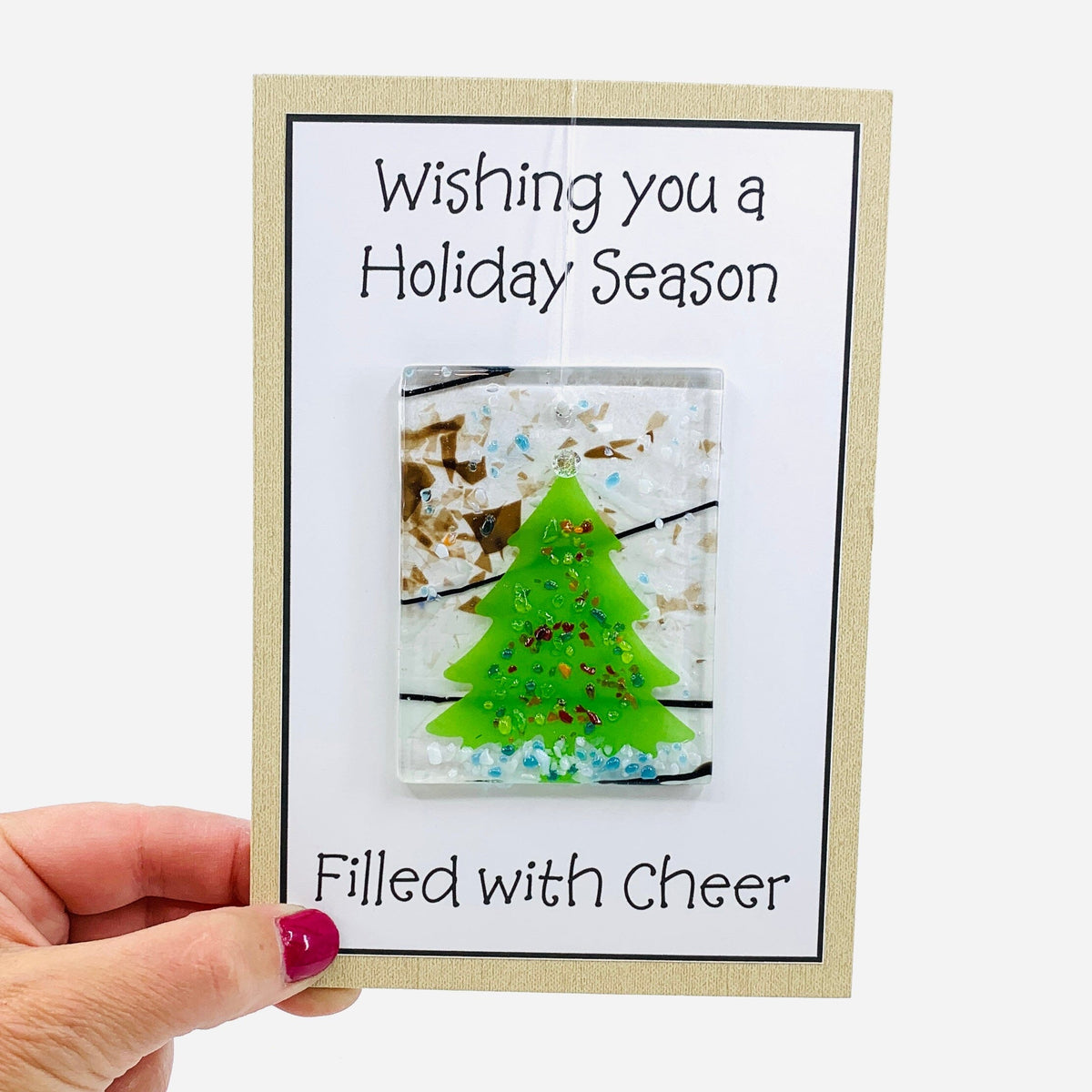 Fused Glass Christmas Tree Suncatcher, 10 Decor Glimmer Glass Gifts 