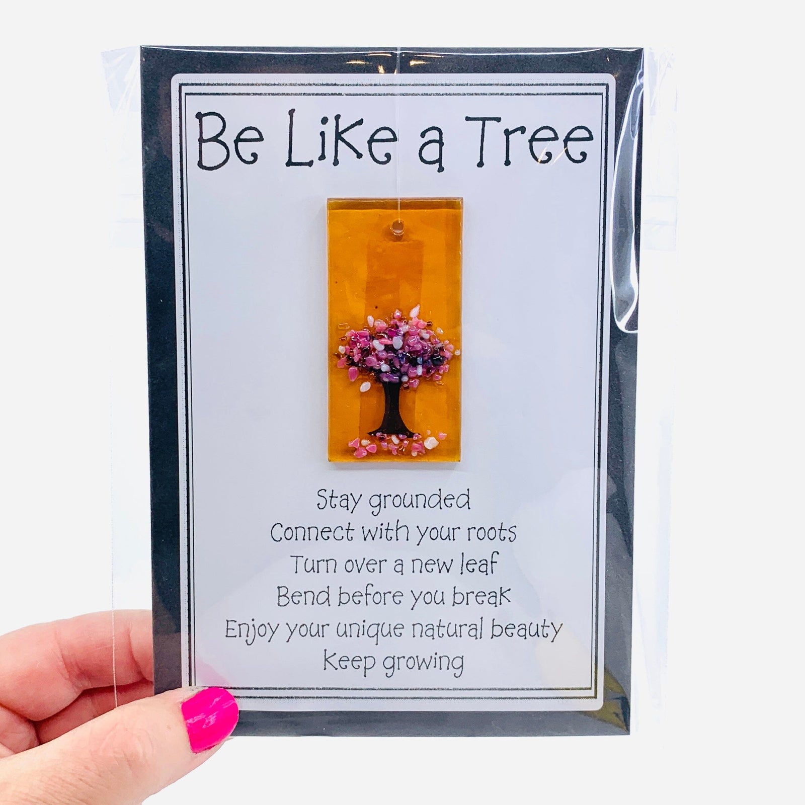 Fused Glass "Be Like a Tree” Suncatcher 8 Decor Glimmer Glass Gifts 