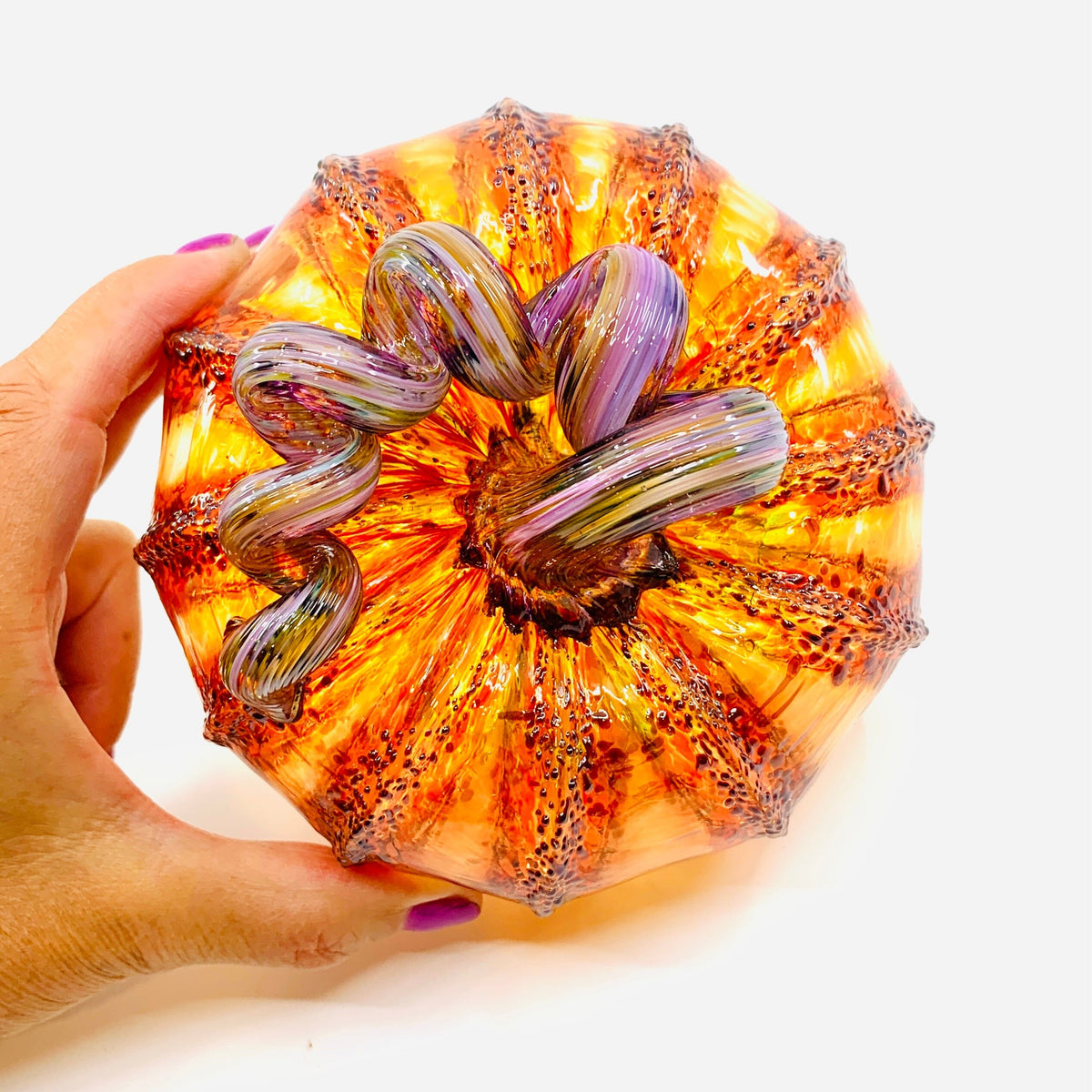 Fall Pumpkin 1 Squat Gabby Luke Adams Glass Blowing Studio 