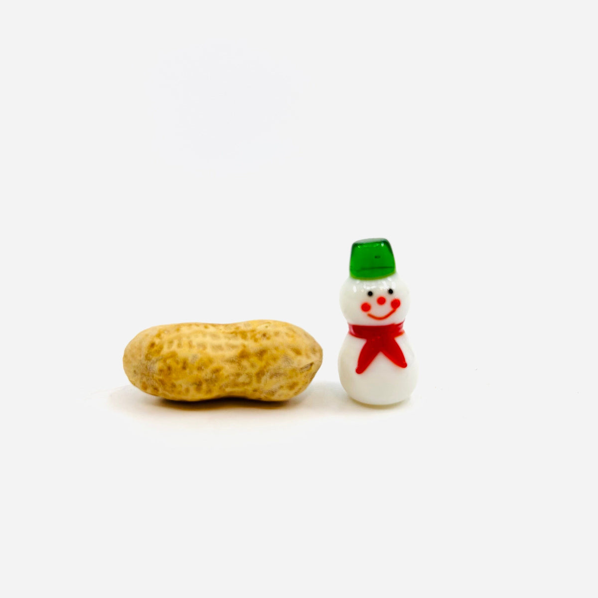 Tiny Christmas Figurine - The Smallest Snowmen Miniature Alex Green Flat Top Hat 