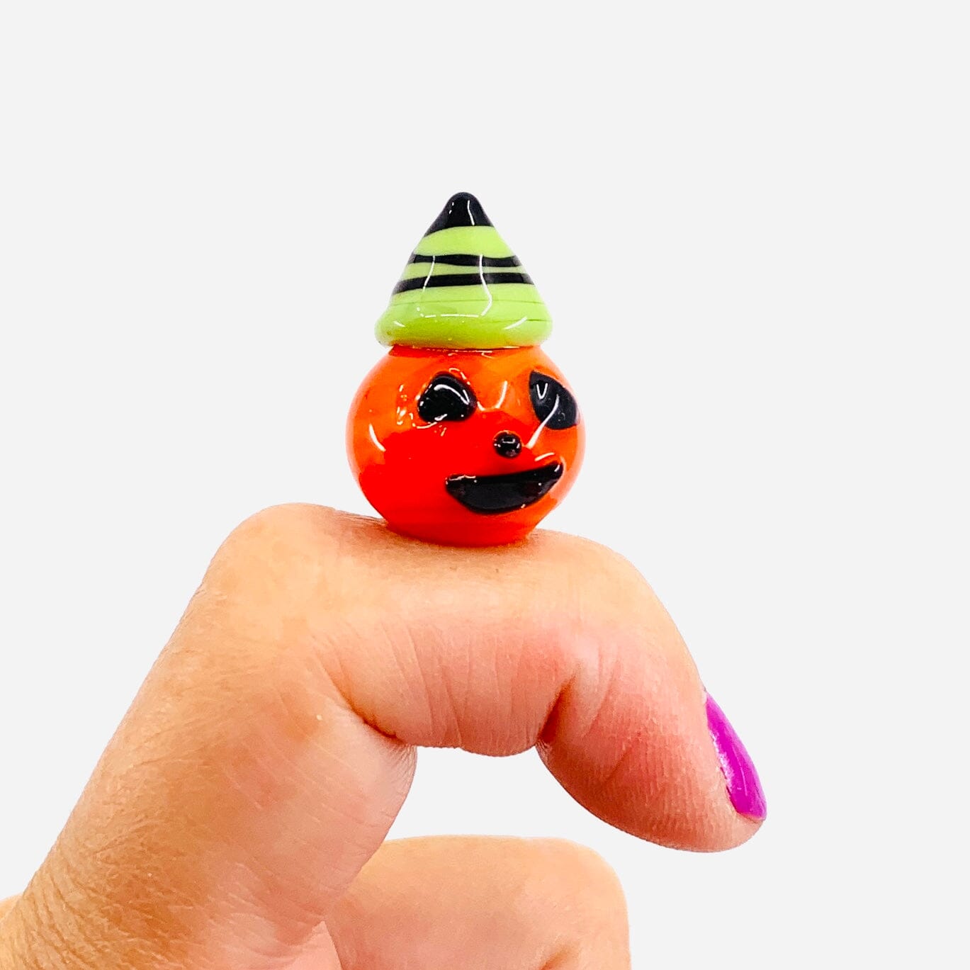 Little Glass Pumpkin Green Hat Friend Miniature Alex 