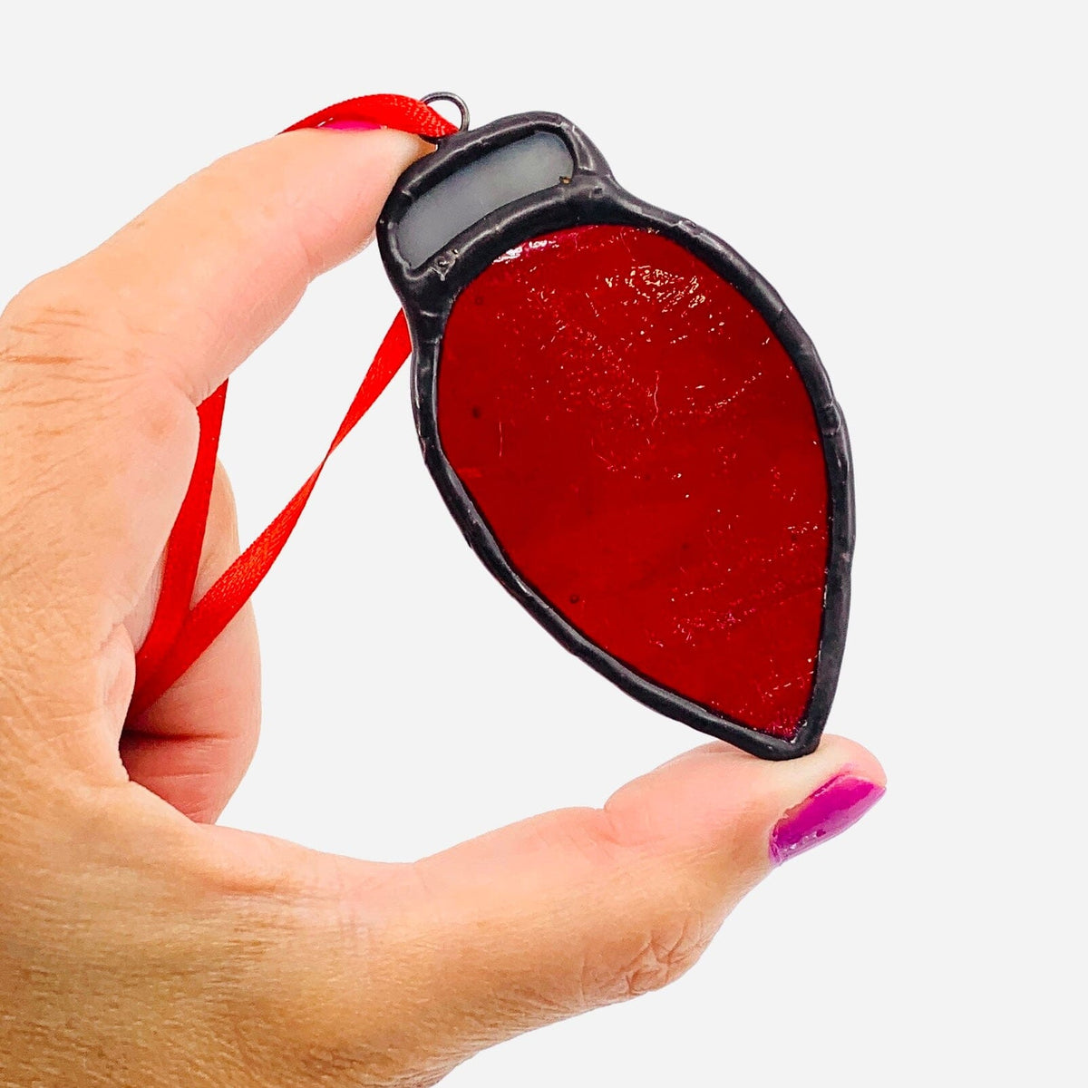 Stained Glass Suncatcher, Vintage Red Bulb Decor Michelle Bachand Dowling 