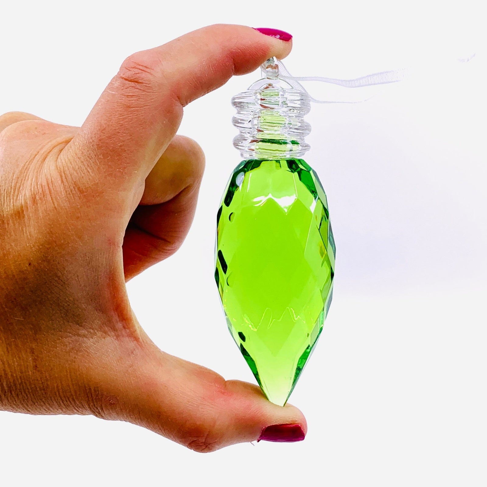 Vintage Bulb Acrylic Crystal Ornament 3, Green Ornament GANZ 