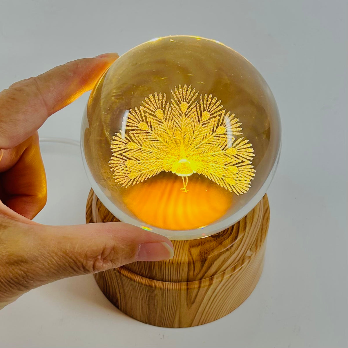 Peacock Rotating Crystal Ball Lamp