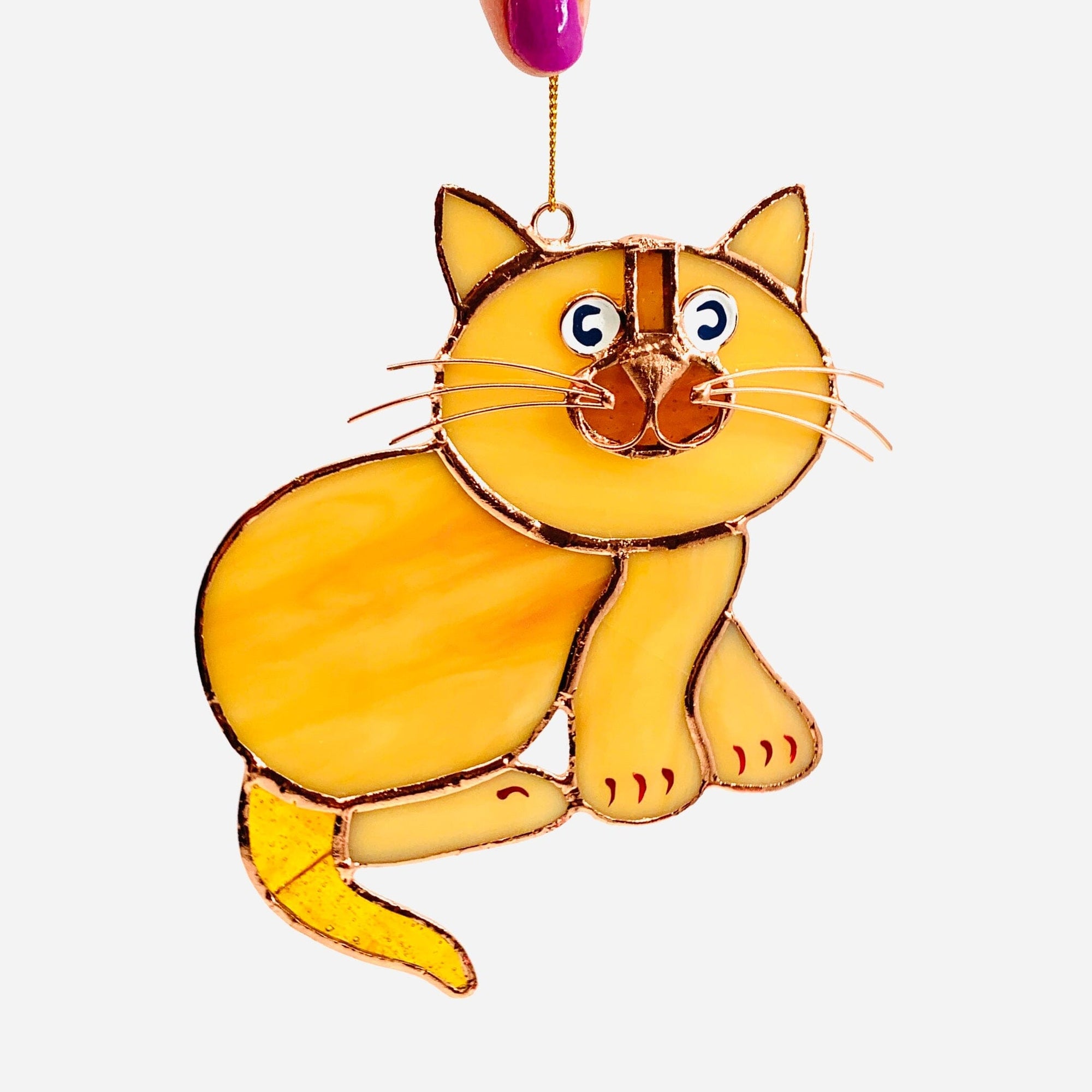 Stained Glass Suncatcher, Tan Cat Decor Gift Essentials 