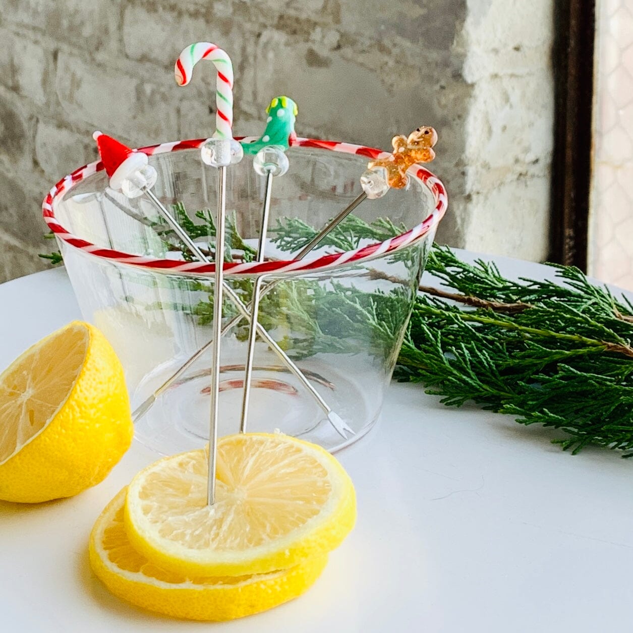 Glass Holiday Icon Appetizer Picks Creative Co-Op 