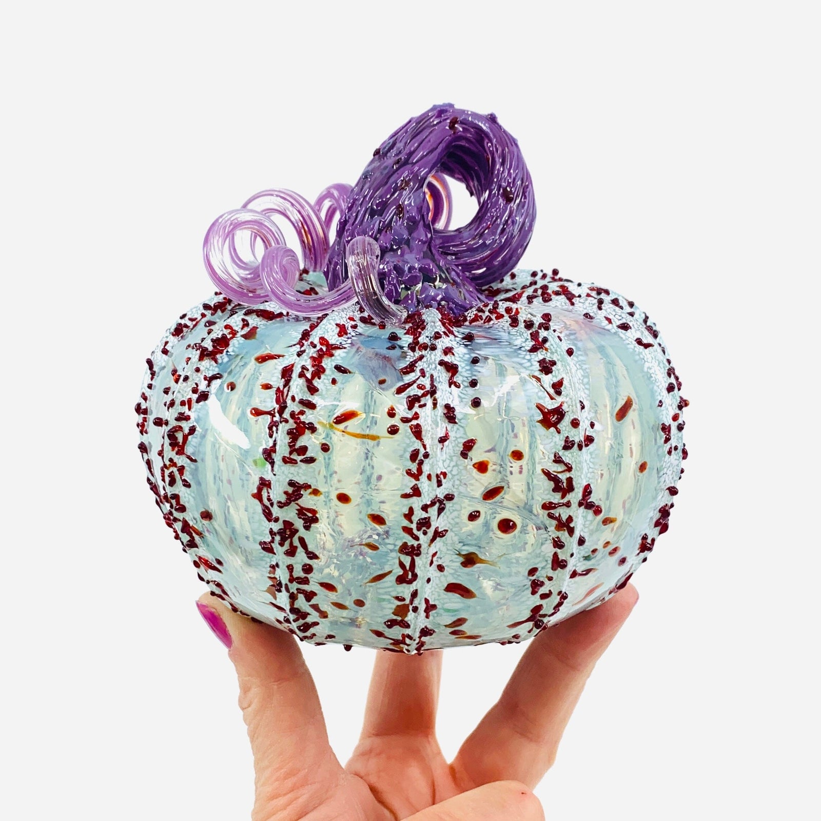 Daily Pumpkin 2908 Squat with Bejeweled Heart Keychain Gabby Luke Adams Glass Blowing Studio 