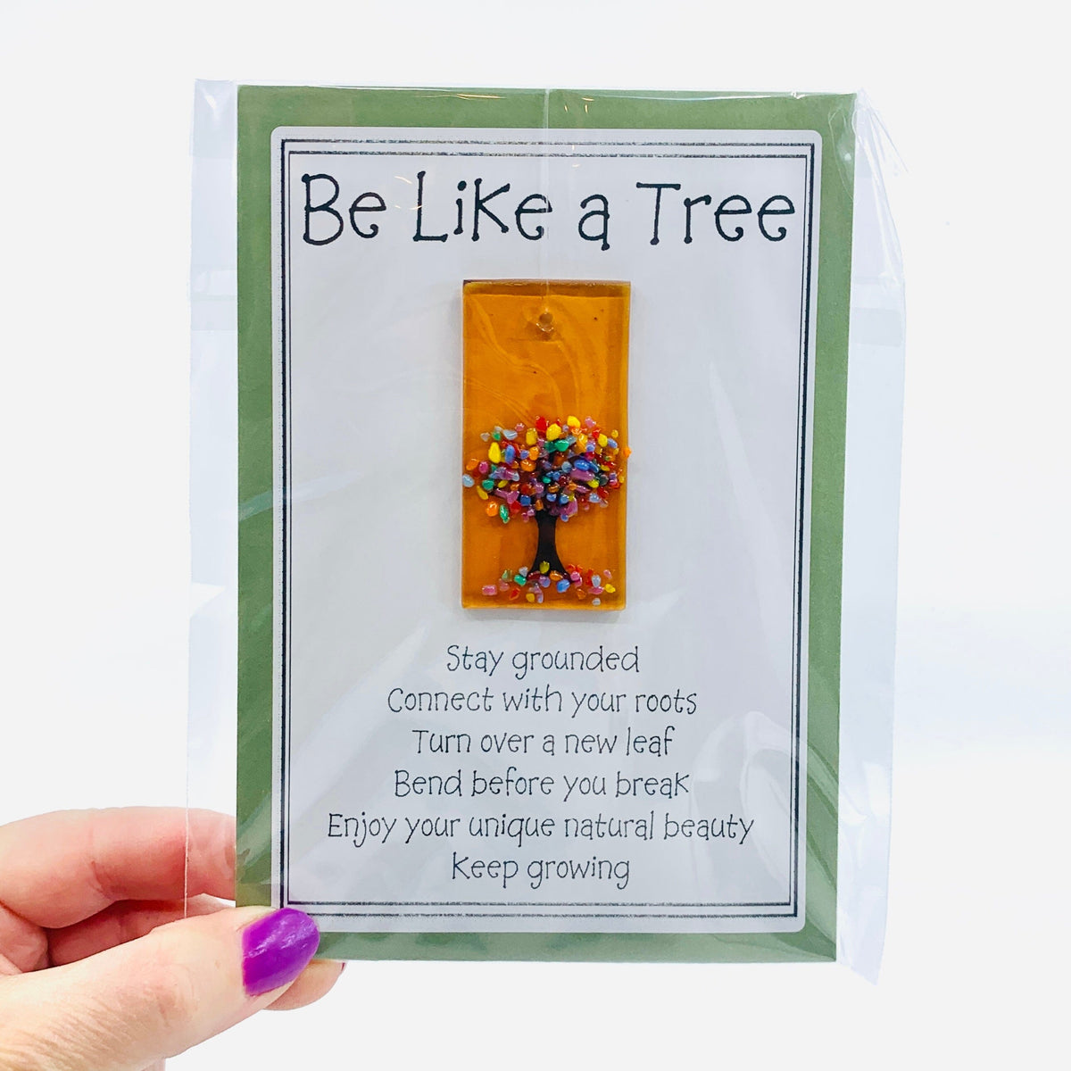 Fused Glass "Be Like a Tree” Suncatcher 12 Decor Glimmer Glass Gifts 