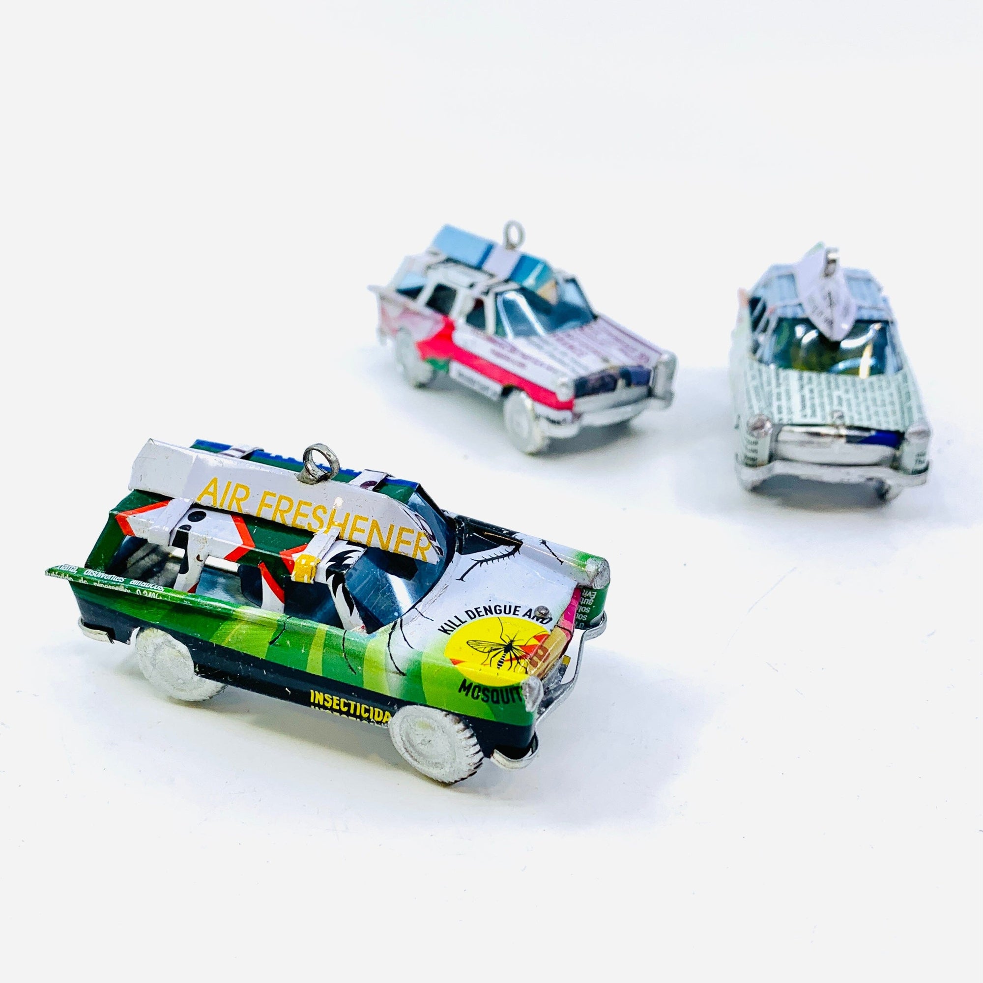 Hanging Recycled Tin Station Wagon with Canoe Miniature East Africa Co. 