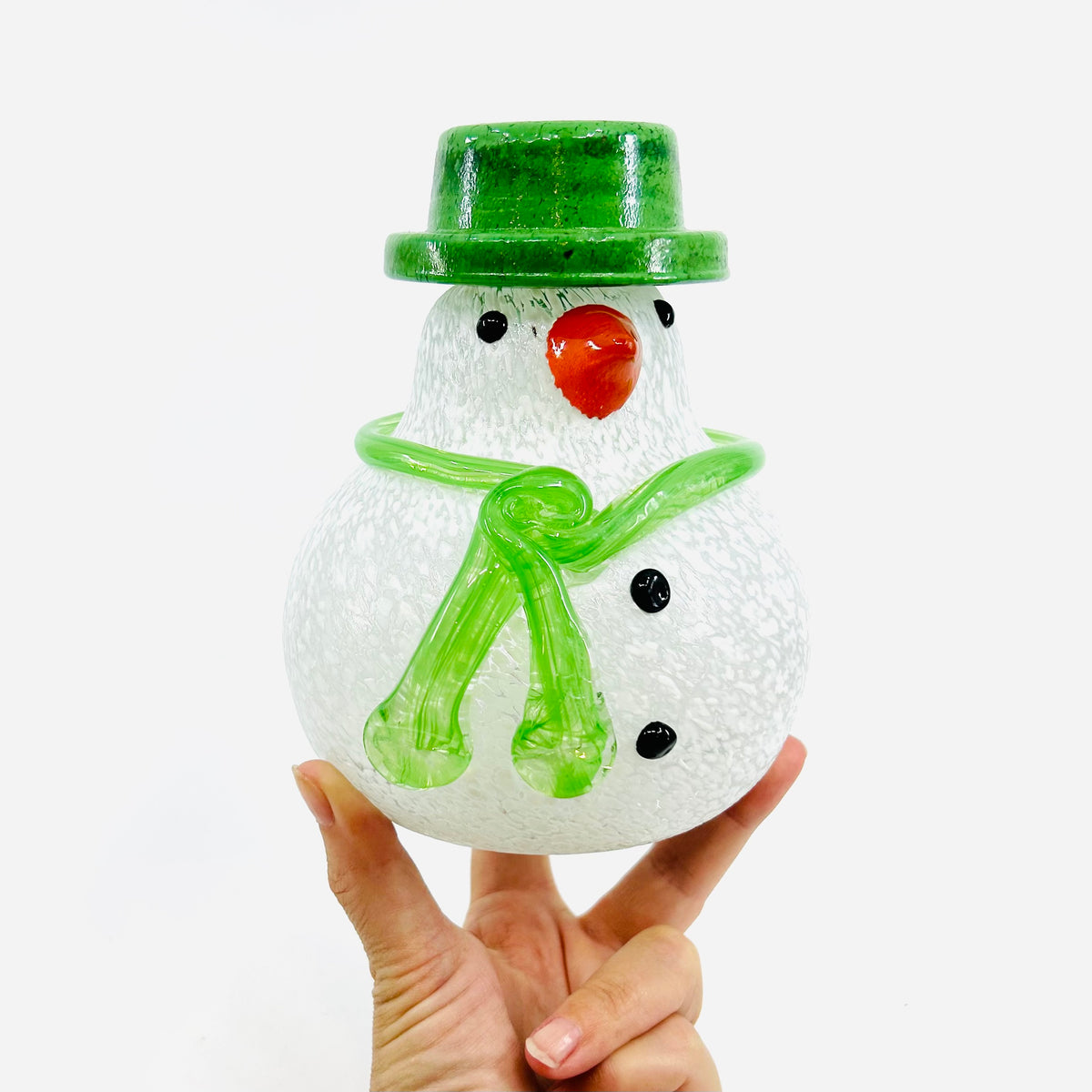 Blown Glass Snowman - Green Scarf