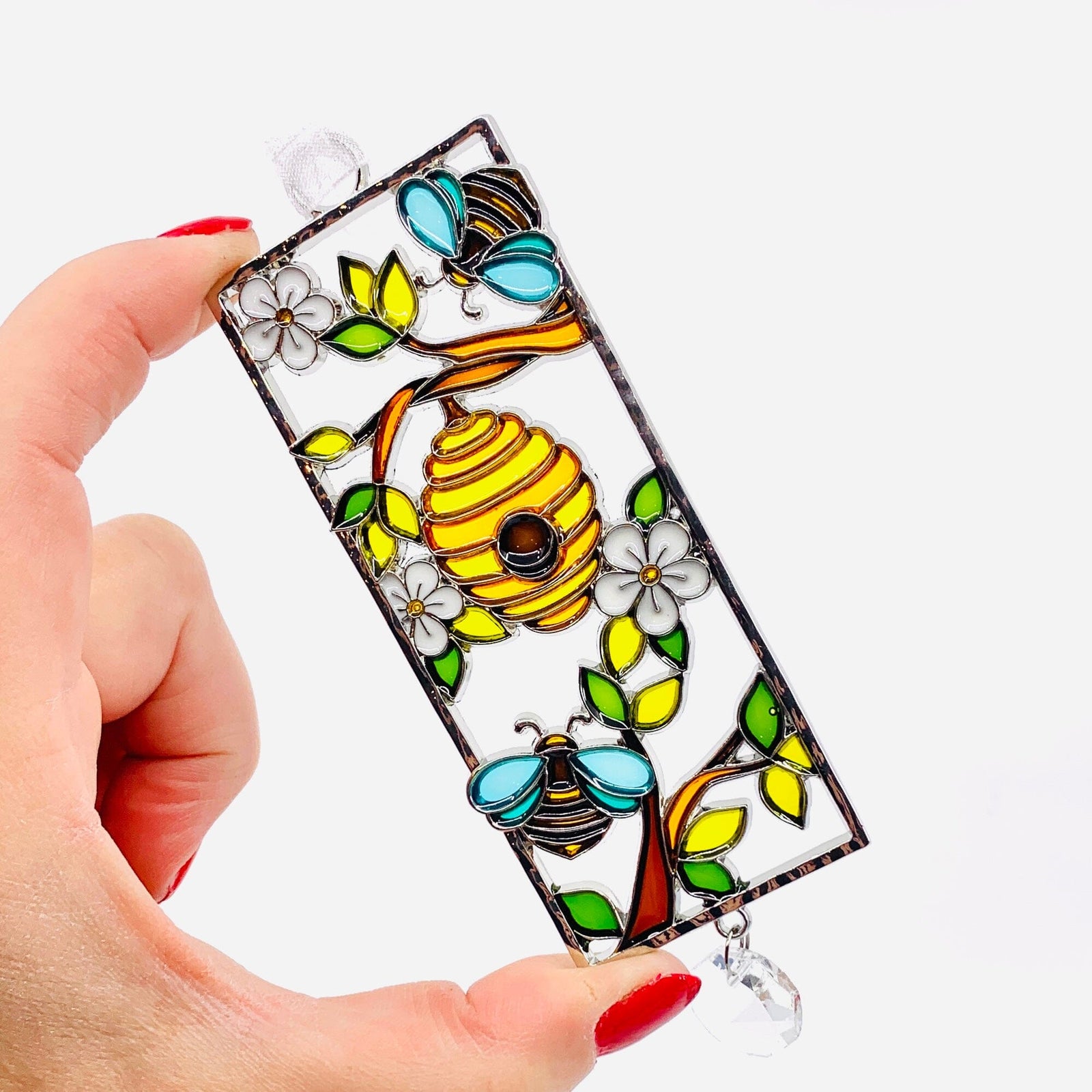 Stained Glass Life is Beautiful Ornaments, Beehive Decor GANZ 