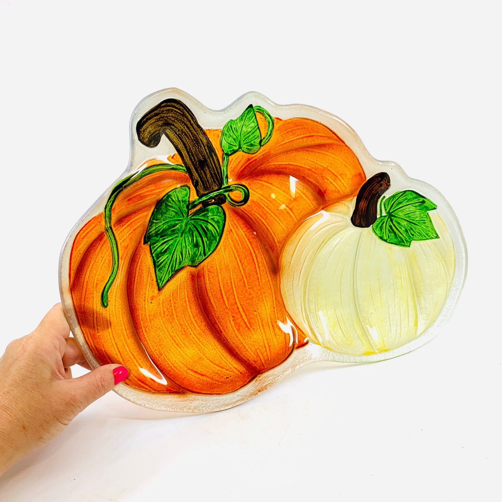 Glass Fusion Platter, Pumpkin Duo 49 C&F Enterprises 