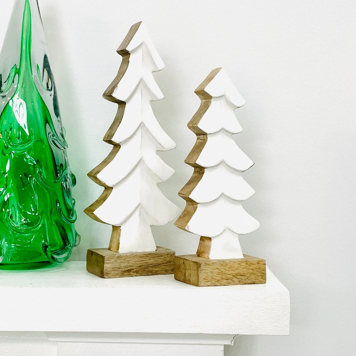 White Enamel Wooden Tree Décor, Large Oak Street 