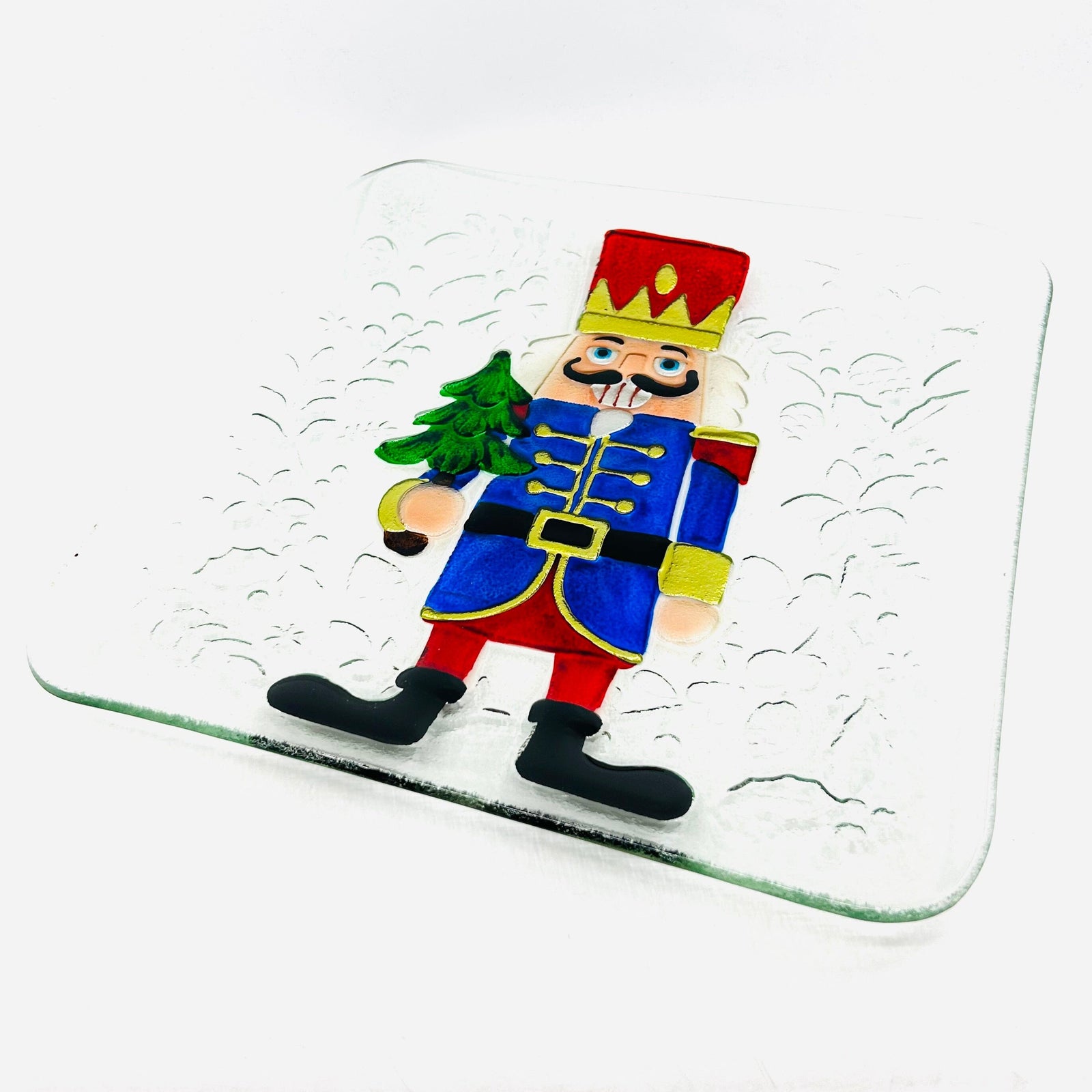 Glass Fusion Plate, Tree Nutcracker 23 Decor Boston International, INC 