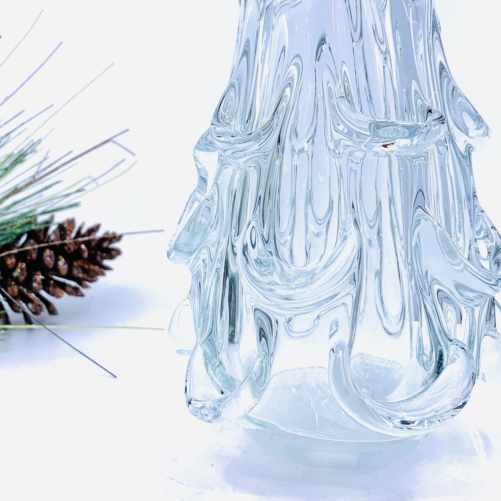 Snow Drift Blown Glass Tree 2, Clear Small Diamond Star 