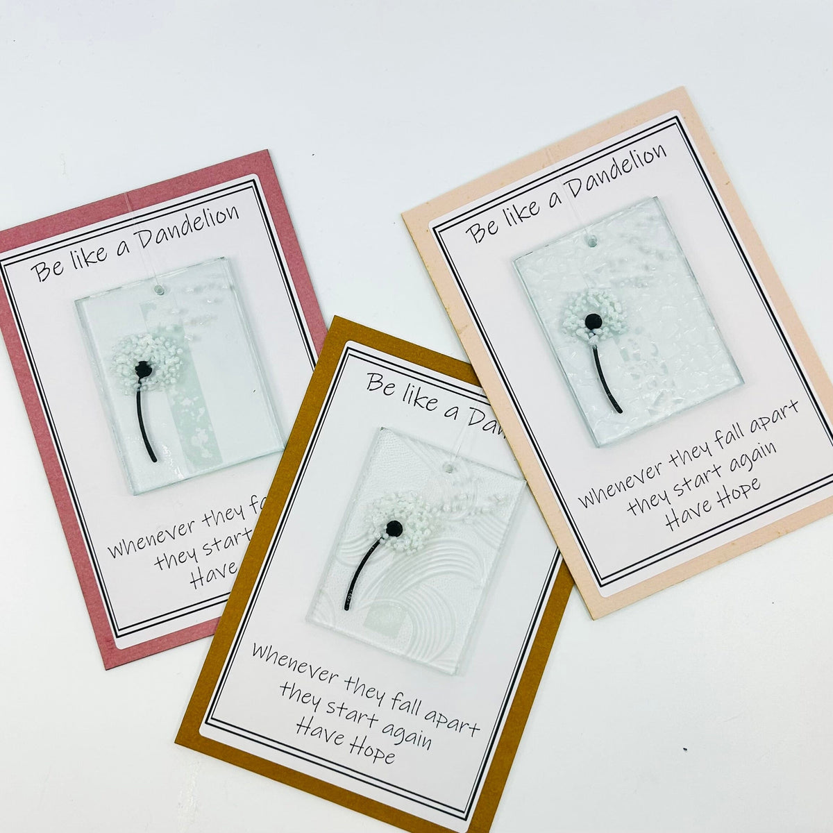 Fused Glass "Be Like a Dandelion” Suncatcher Decor Glimmer Glass Gifts 