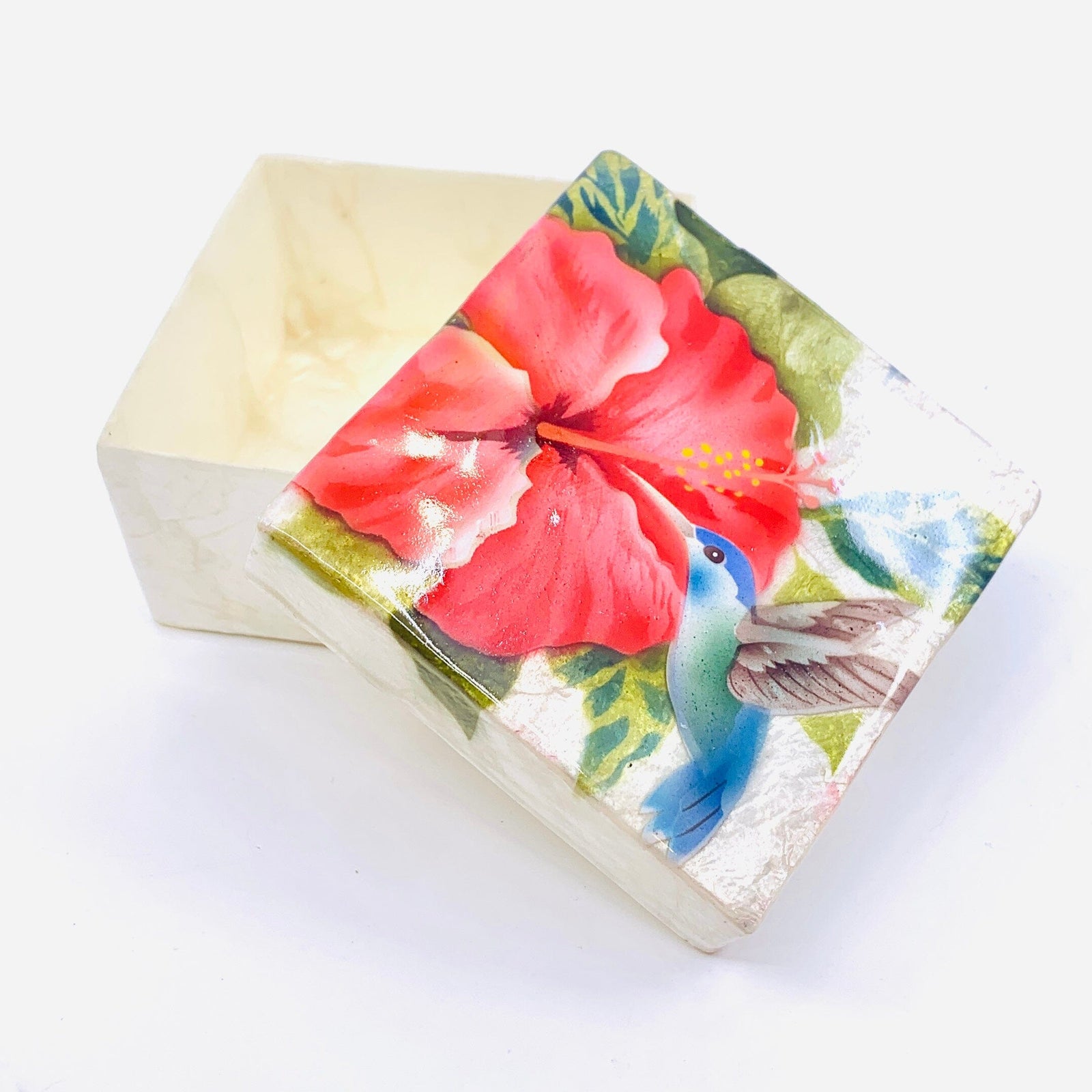 Capiz Shell Trinket Box 5, Hummingbird Decor Kubla Craft 