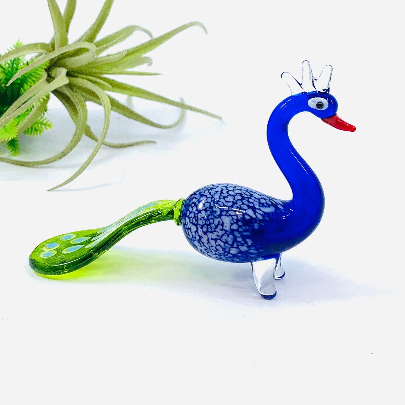 Glass Flat Tail Peacock Miniature Alex 
