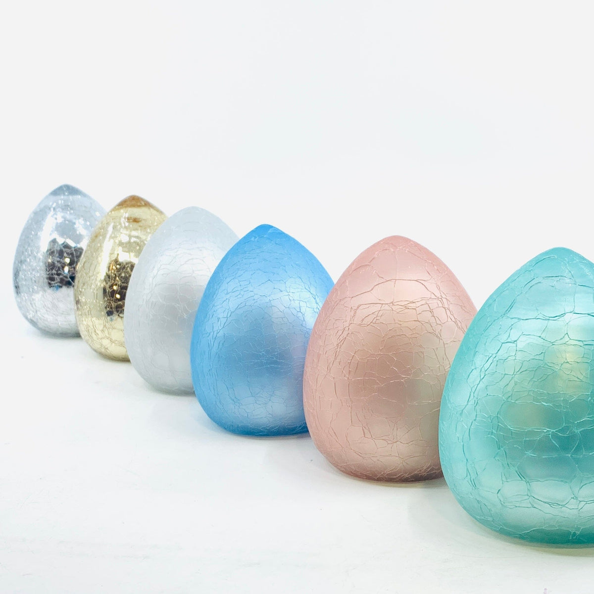 Blown Crackle Eggs, Opaque Grey Diamond Star 