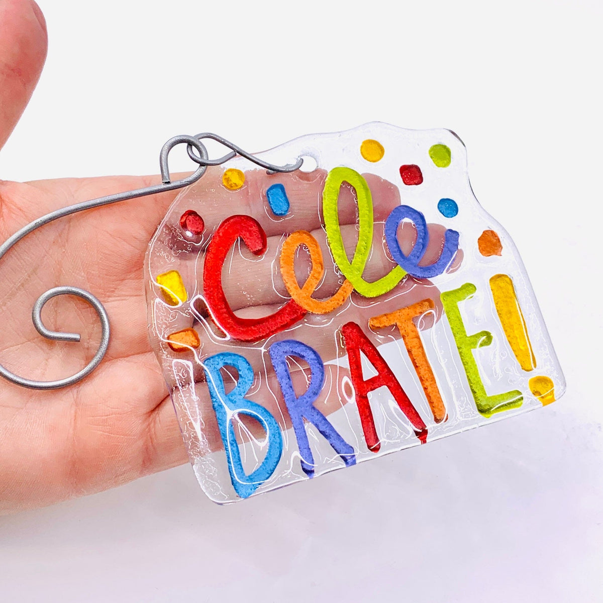 Glass Fusion Ornament 9, Celebrate Demdaco 