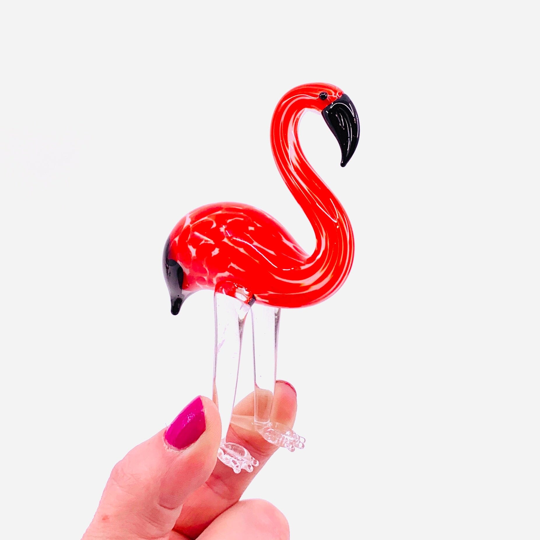 Red Glass Flamingo Miniature - 