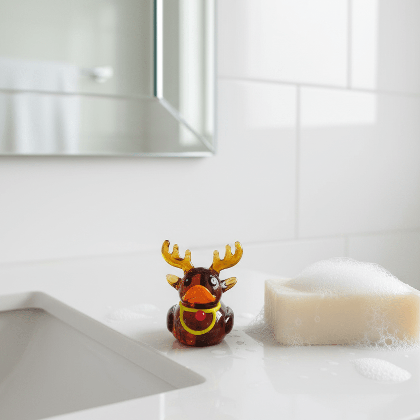 Reindeer - Mini Glass Rubber Duck Miniature Alex 