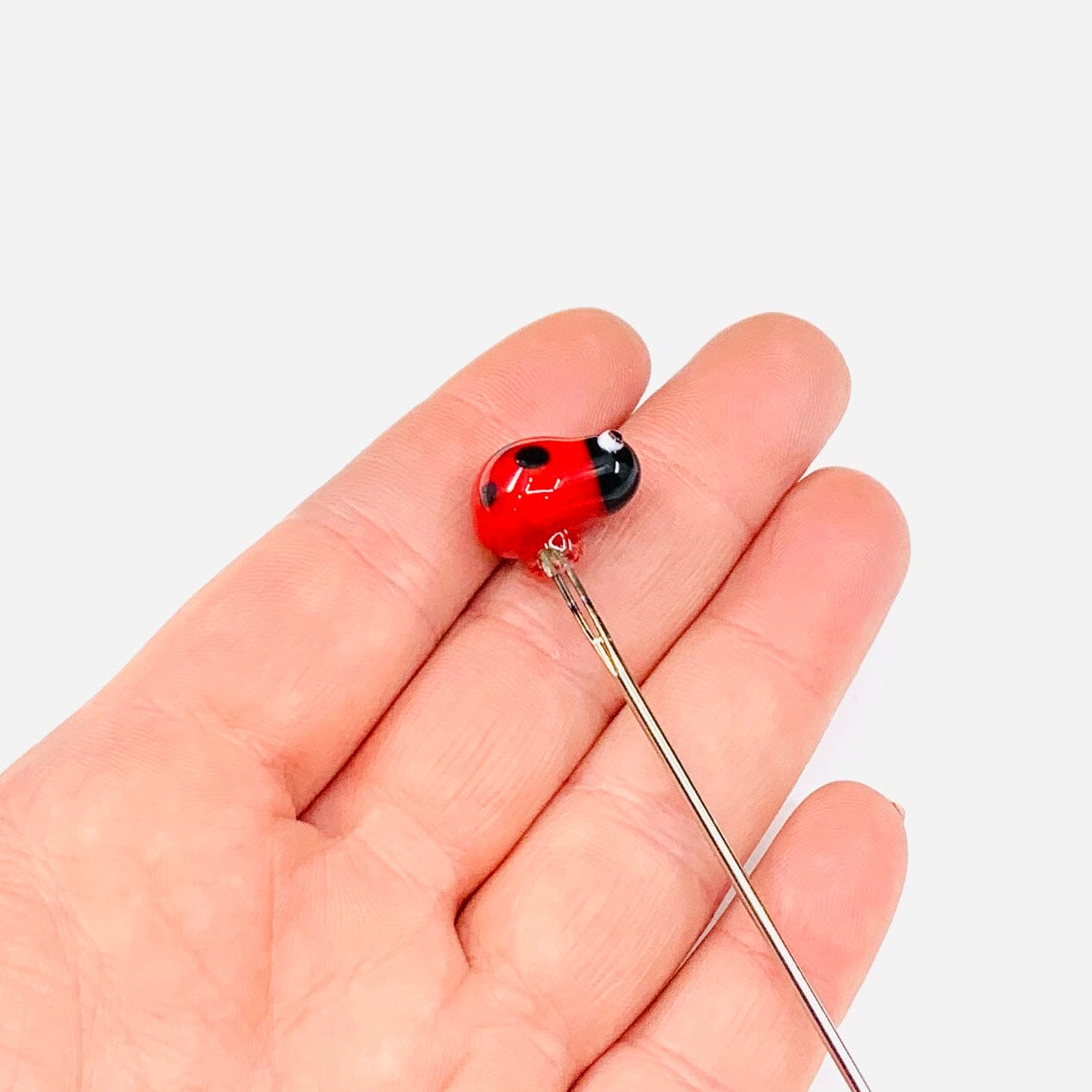 Tiny Glass Animal Garden Stake 23, Ladybug Decor - 