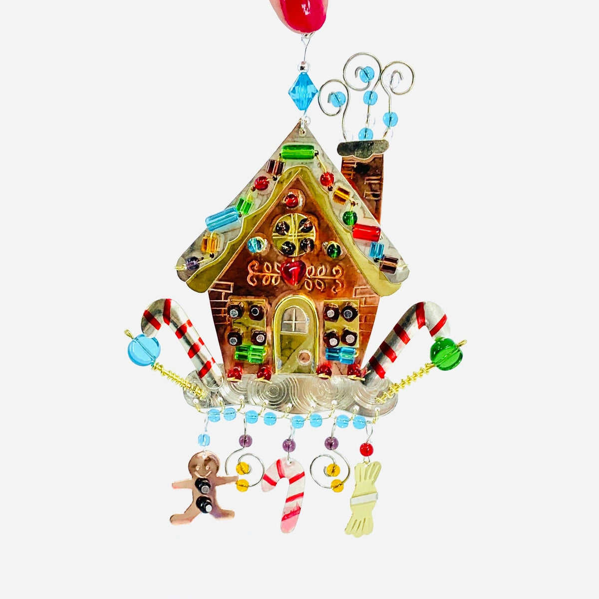 Mixed Metal Ornament, Gingerbread House Miniature Pilgrim Imports 