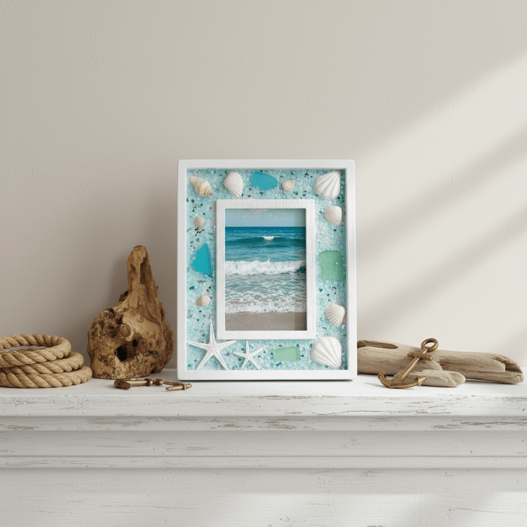 Sea Glass Picture Frame, Small 4X6 Decor Chesapeake Bay 