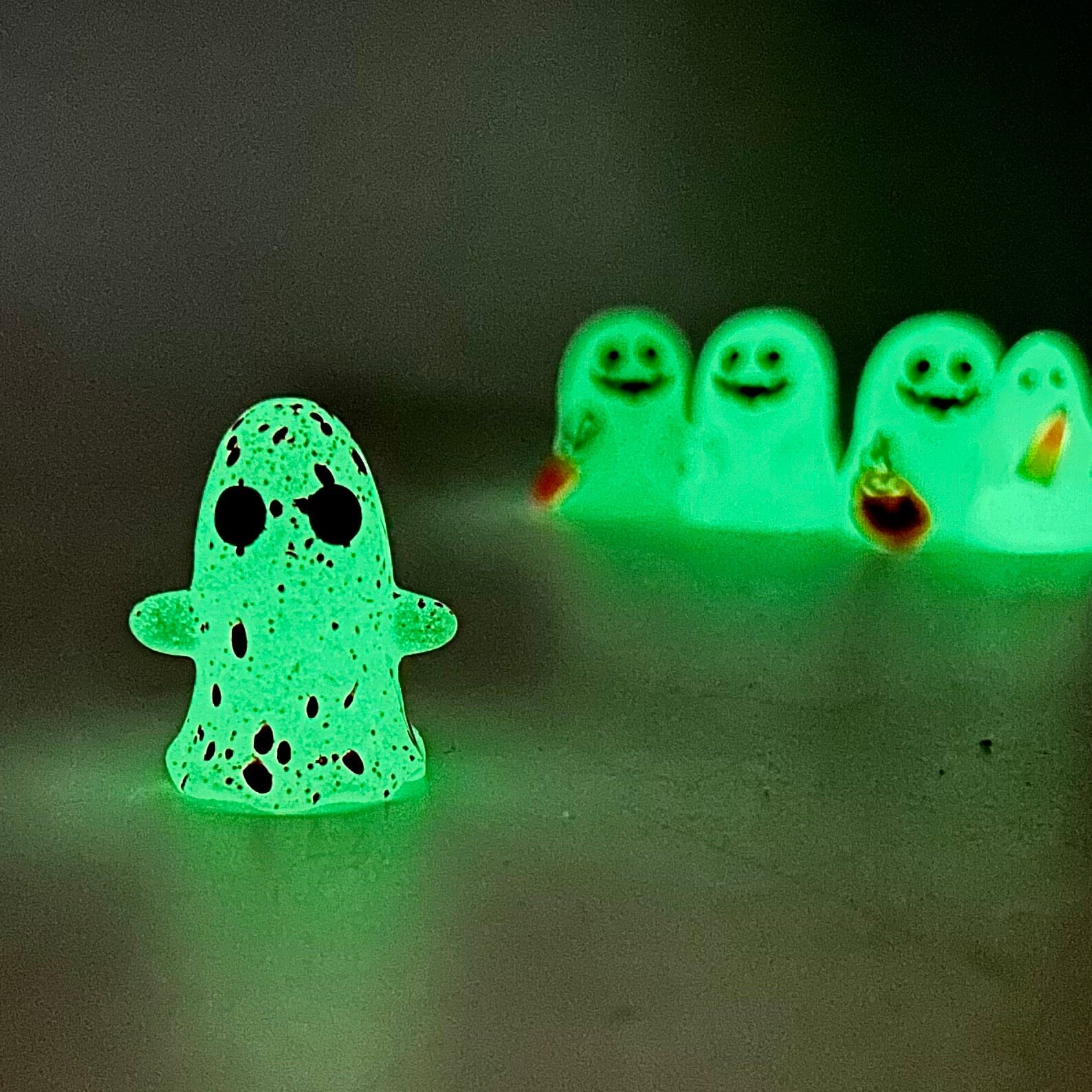 Miniature Glass Glow in The Dark Ghosts, Murder Documentary - 