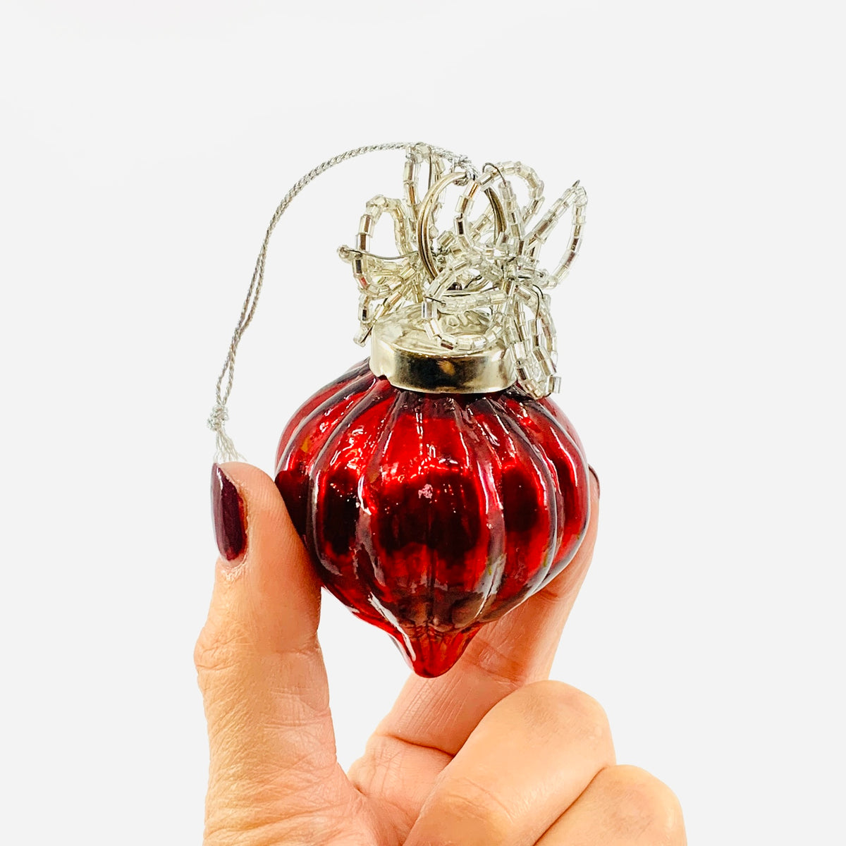 Beaded Jewel Ornament 75, Red