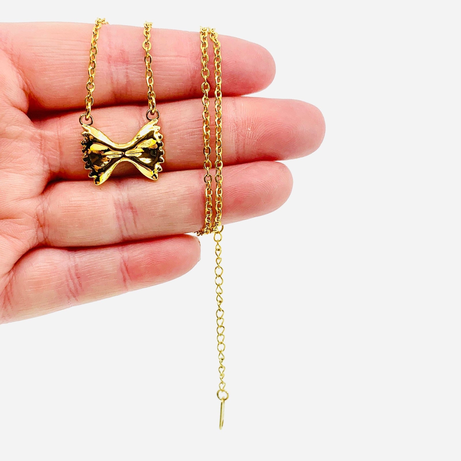Bow Tie Pasta Pendant Necklace - 