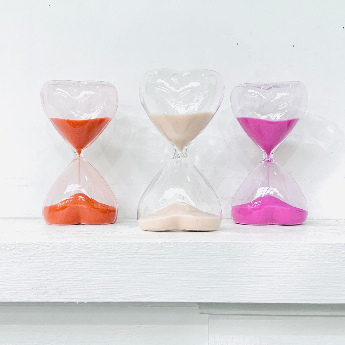 Time For Love - Valentines Heart Hour Glass, Dusky Pink