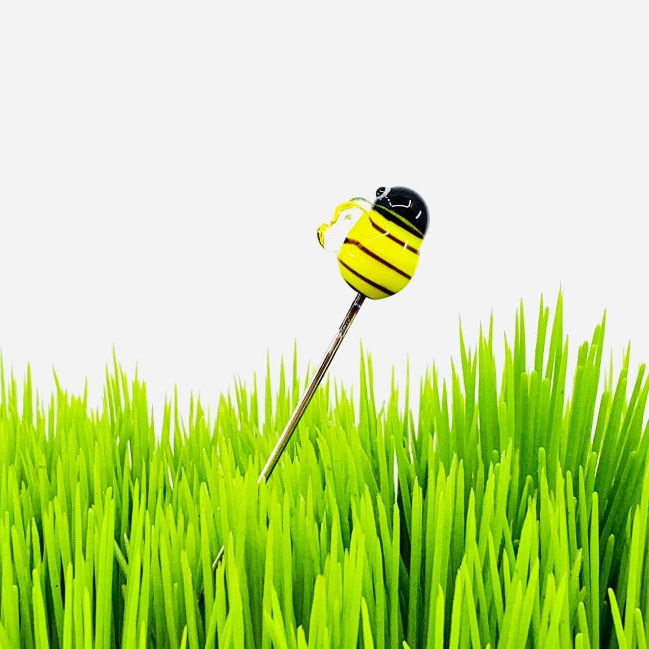 Tiny Glass Animal Garden Stake 24, Bumblebee Decor - 