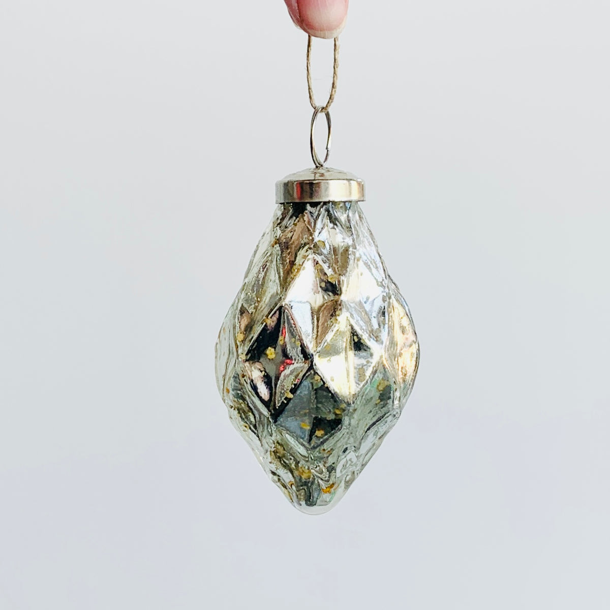 Glass Faceted Diamond Ornament 54, Silver