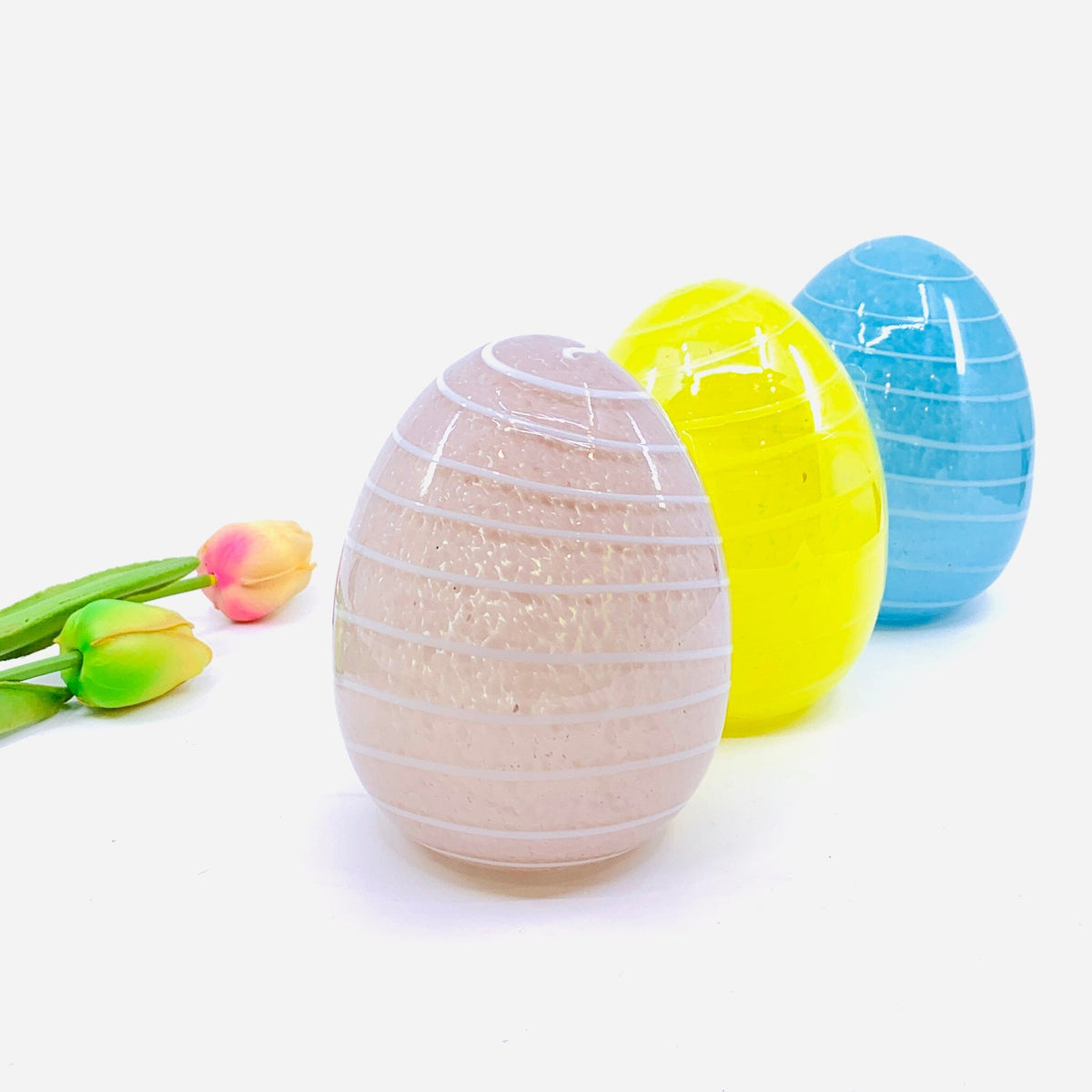 Large Blown Striped Eggs, Blue Diamond Star 