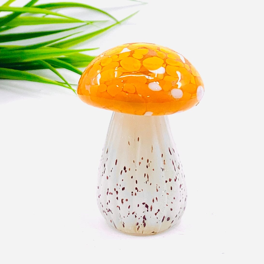 Small Glass Mushroom, Orange Cap Decor Chesapeake Bay 
