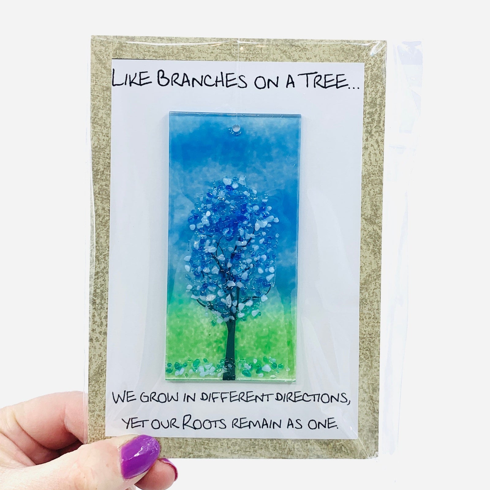 Fused Glass "Like Branches on a Tree” Suncatcher 11 Decor Glimmer Glass Gifts 