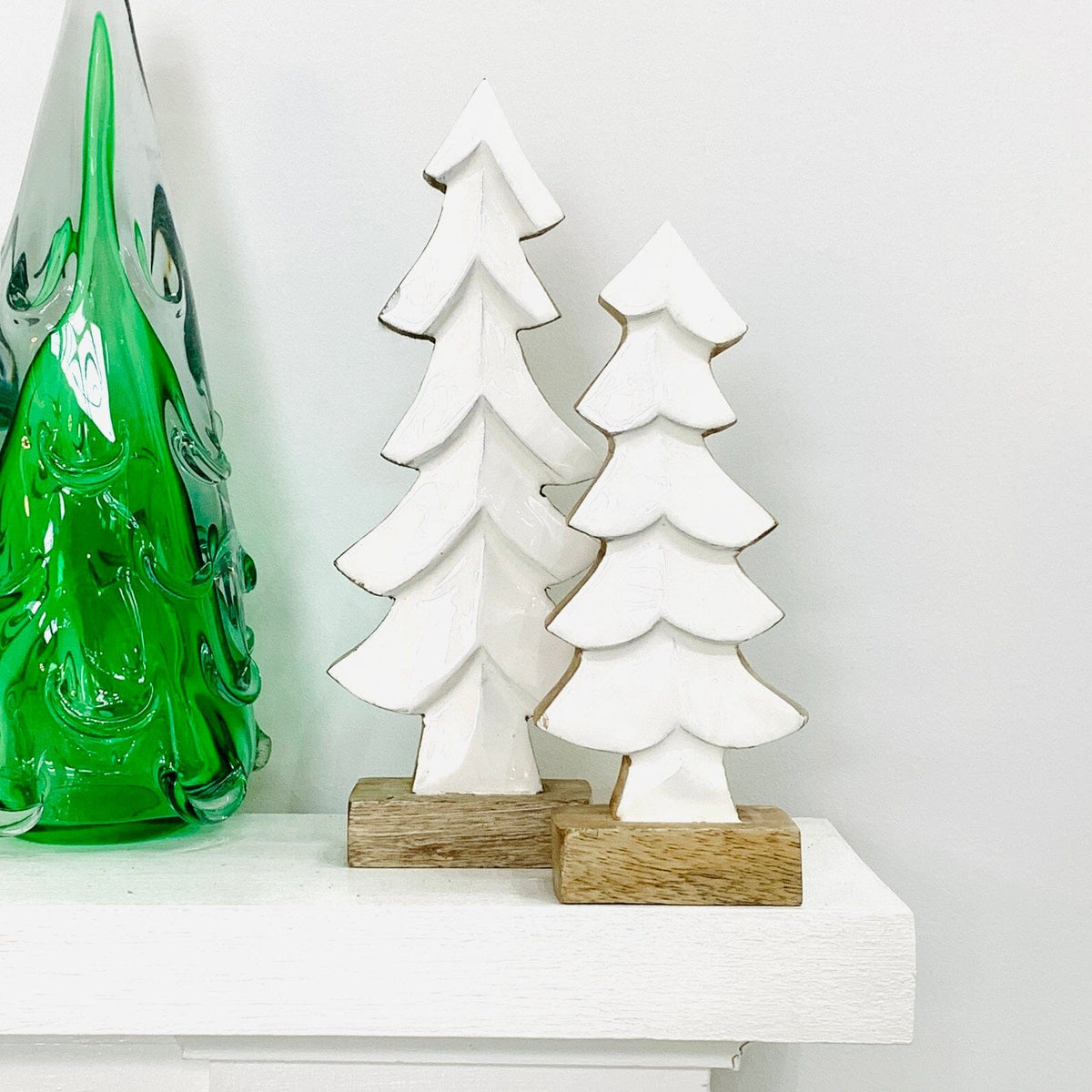 White Enamel Wooden Tree Décor, Large Oak Street 